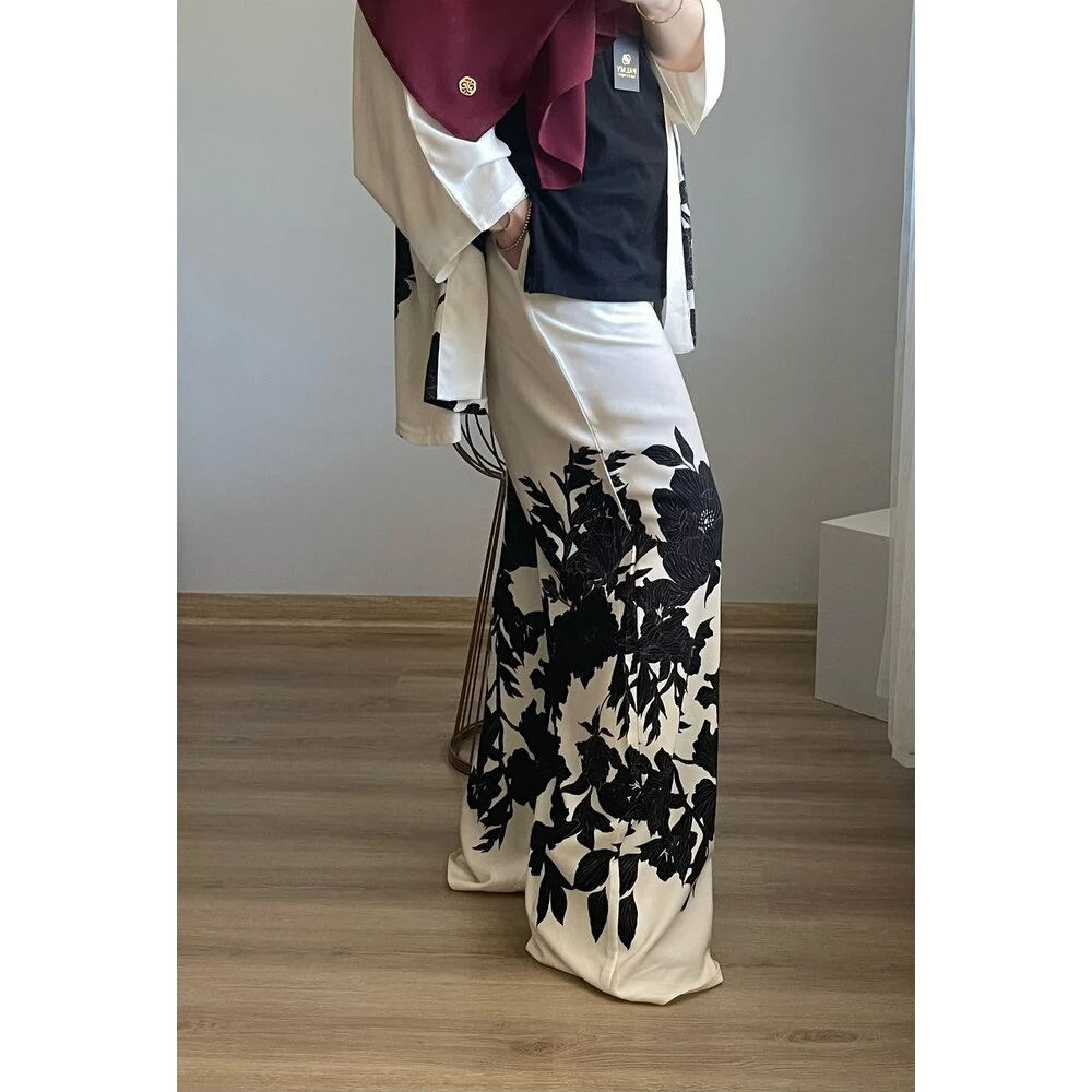 Pamuk Kumaş Su Desen Pantolon