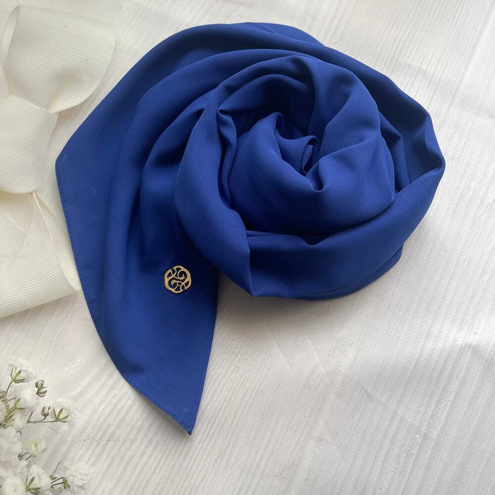 Fahza Saxe Blue Crepe-Chiffon Scarf
