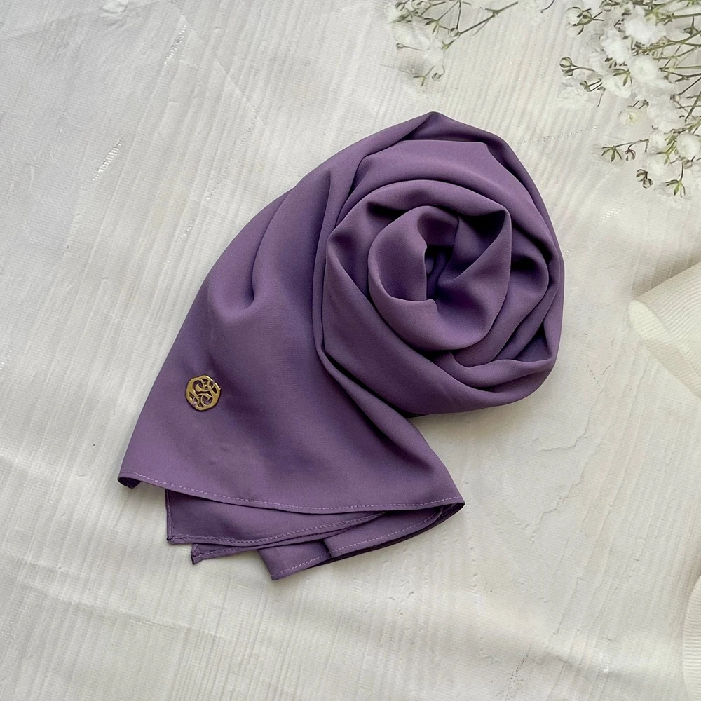Fahza Purple Crepe Shiffon Scarf main variant image