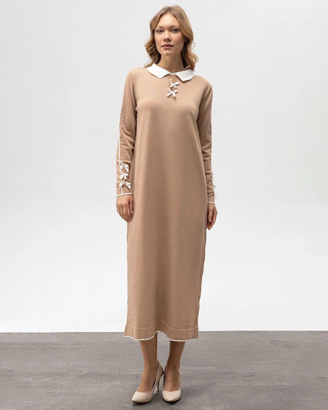 Fiyonk Detaylı Merserize Elbise