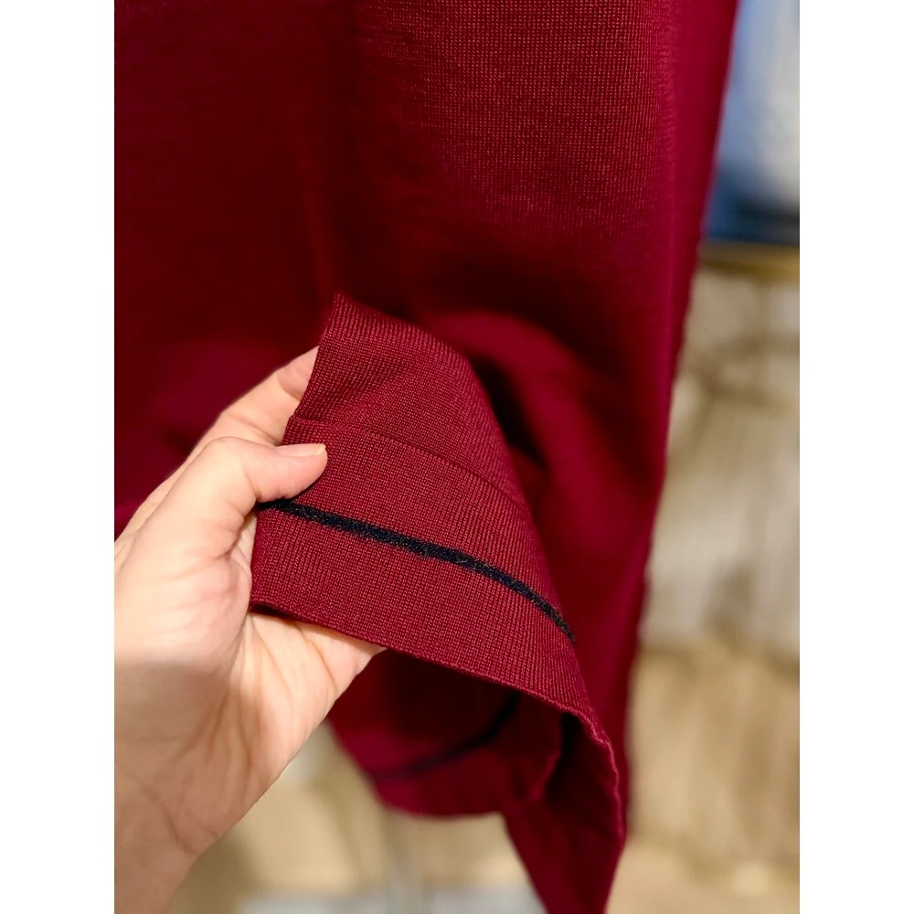 Bordo Kolu Leopar Detaylı Triko Elbise 