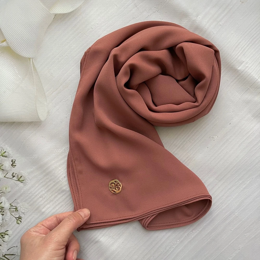 FAHZA- Bakır Rengi Krep Şifon Şal image