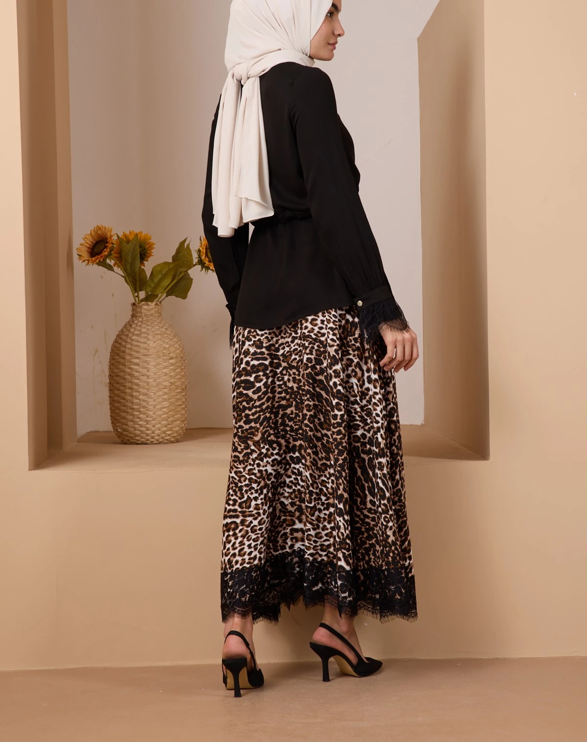 FAHZA- Leopar Dantelli Etek