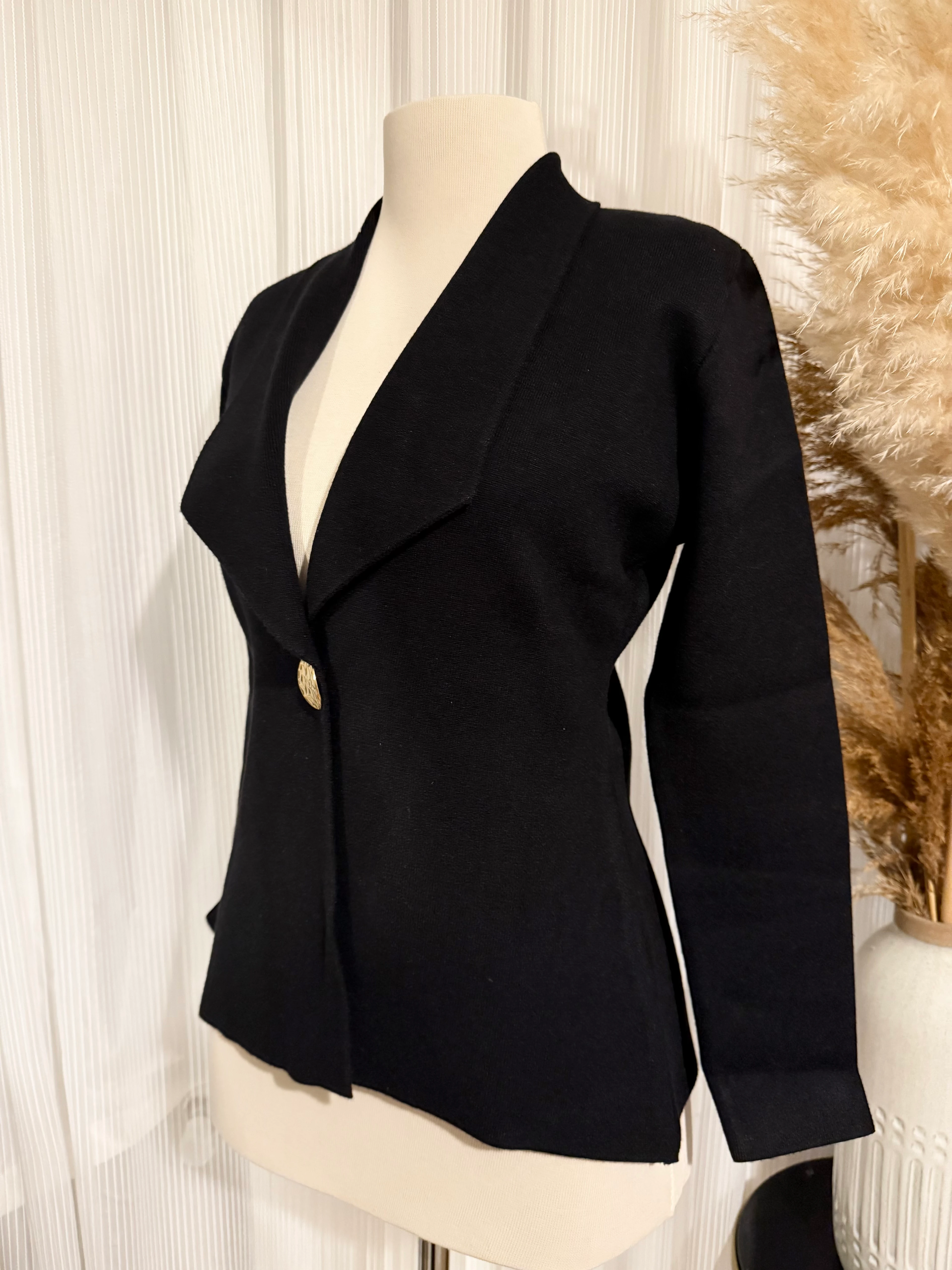 Siyah Blazer Örme Ceket