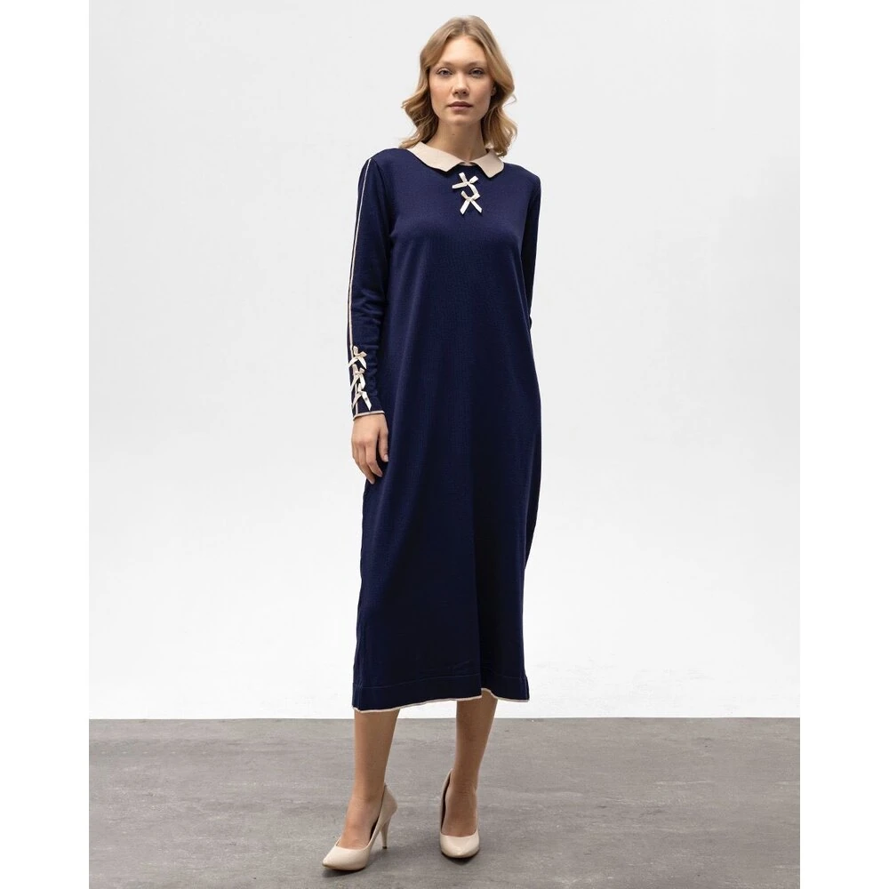 Lacivert Triko Elbise