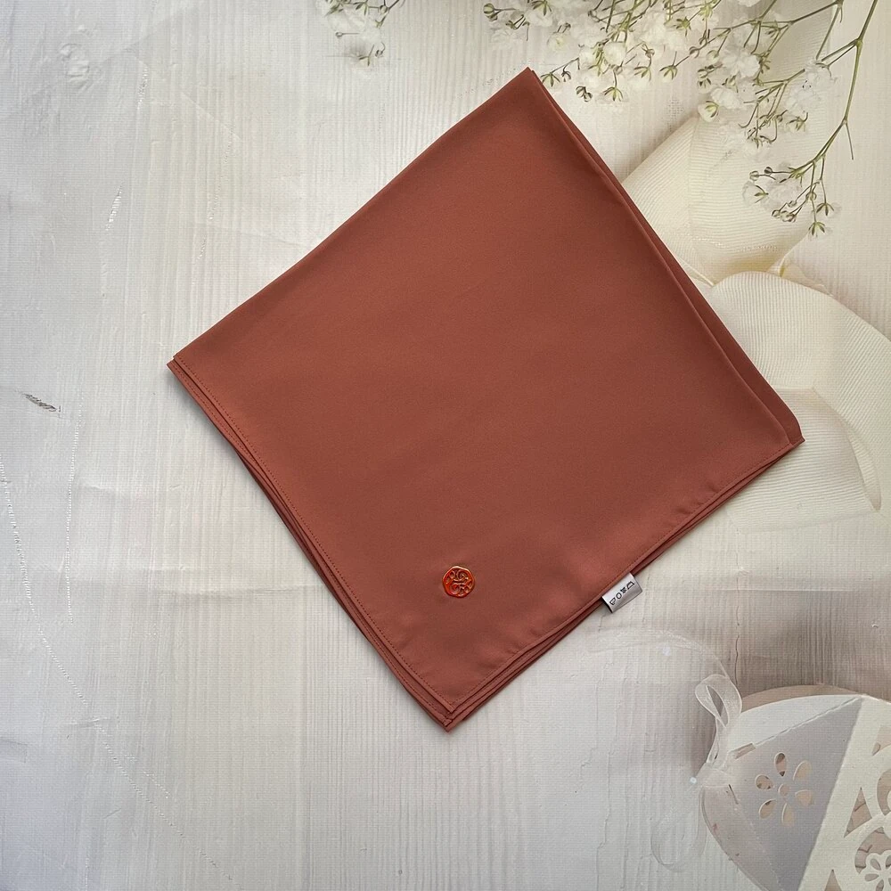 FAHZA-Bakır Rengi Krep Şifon Kare Eşarp