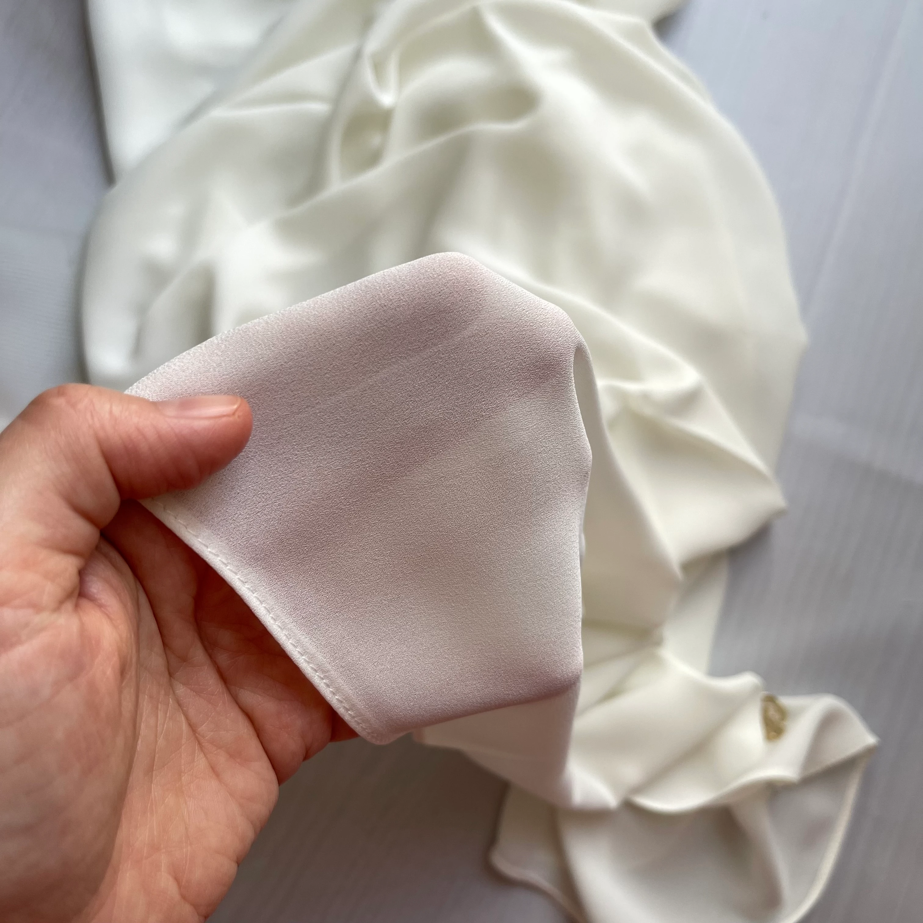 FAHZA- Ecru Crepe-Chiffon Scarf main variant image