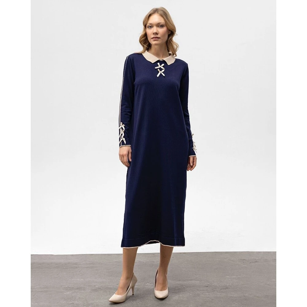 Lacivert Triko Elbise