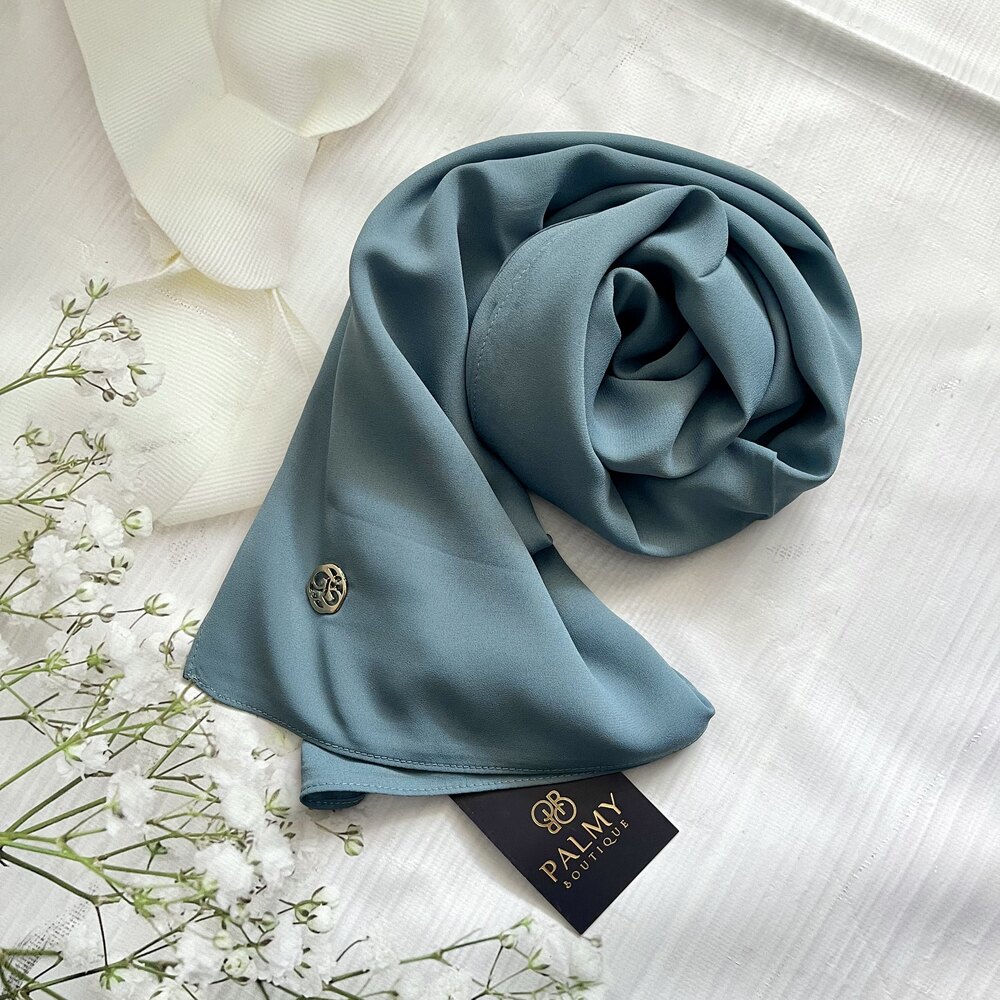 FAHZA-Dark Turquoise Crepe-Chiffon Scarf main variant image