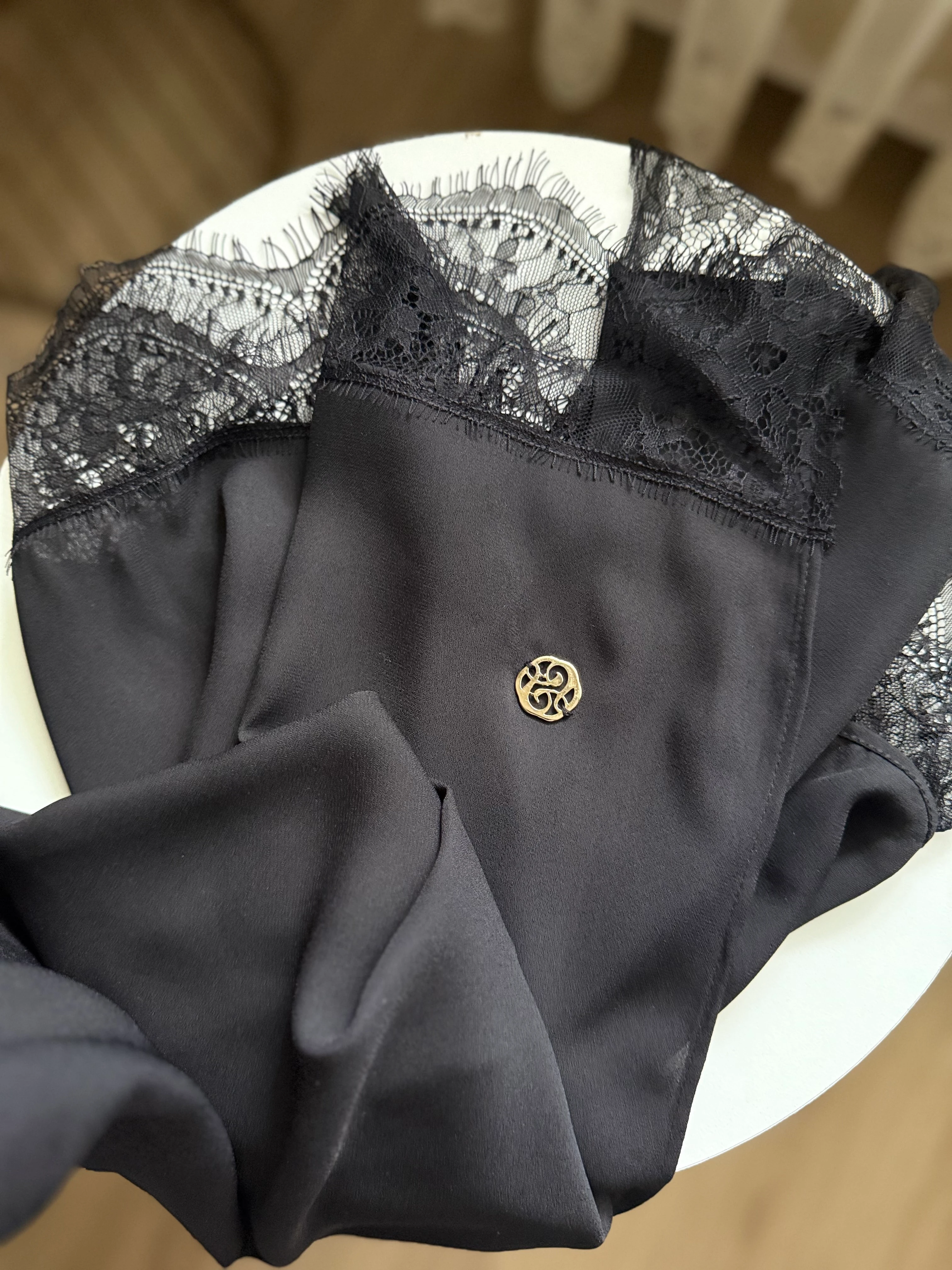 Fahza Siyah Dantelli Krep Şifon Şal image