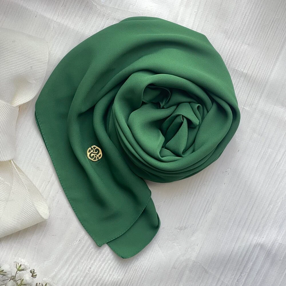 Fahza- Emerald Crepe-Chiffon Scarf main variant image