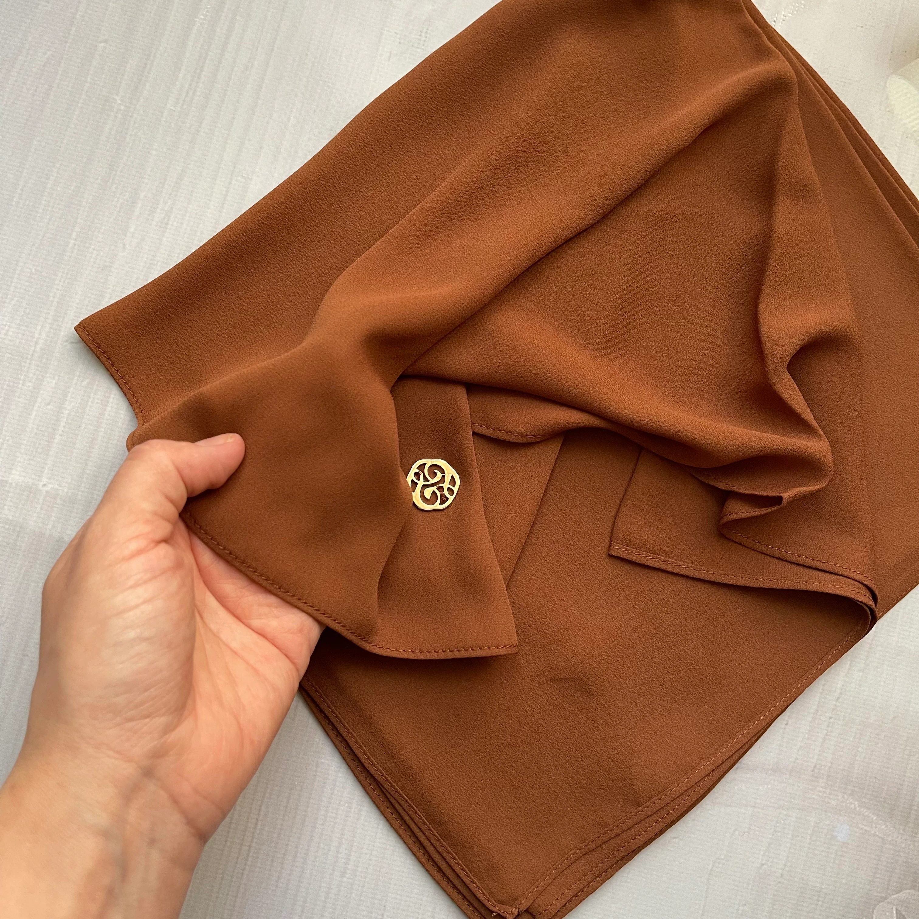 FAHZA- Açık Kahverengi Krep Şifon Şal