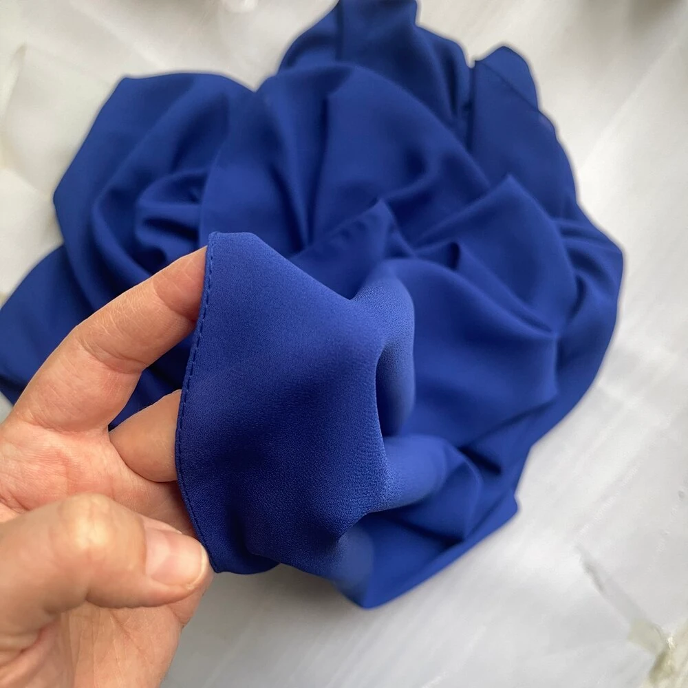 Fahza Saxe Blue Crepe-Chiffon Scarf
