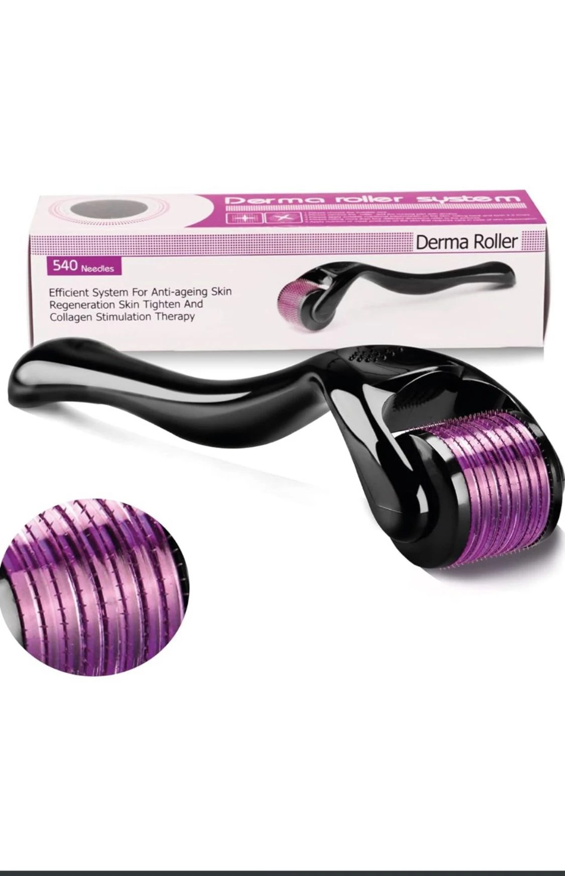 Titanyum Uçlu 540 İğneli Derma Roller 1 mm İğne Cilt Yüz Vücut Yenileme Masaj Aleti