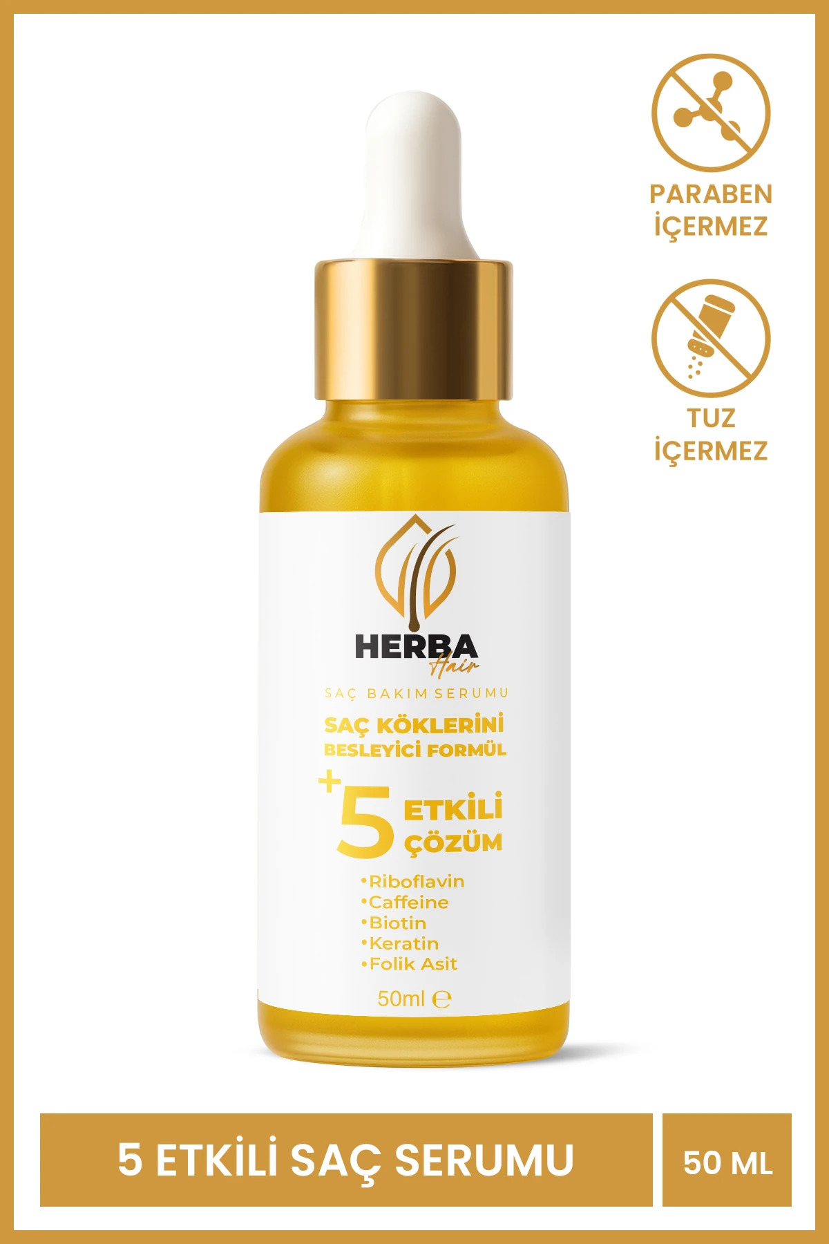 Keratin, Biotin, Caffeine + 5 Aktif Saç Bakımı Yağı Yanmış Yıpranmış Saçlar İçin 50 ml