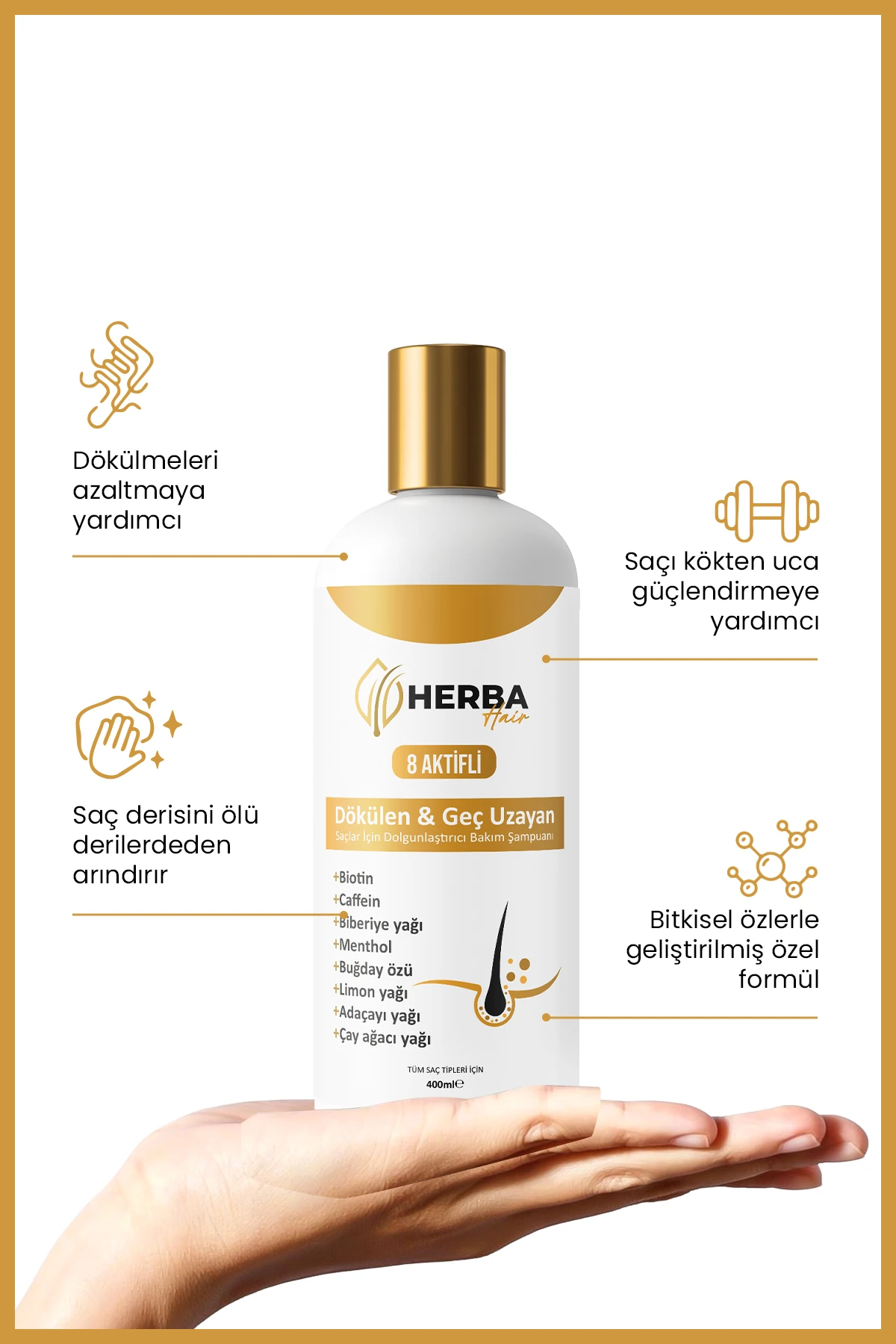 Herba Hair 2.li Set Şampuan -5 Aktif Saç Bakımı Yağı Yanmış Yıpranmış Saçlar İçin