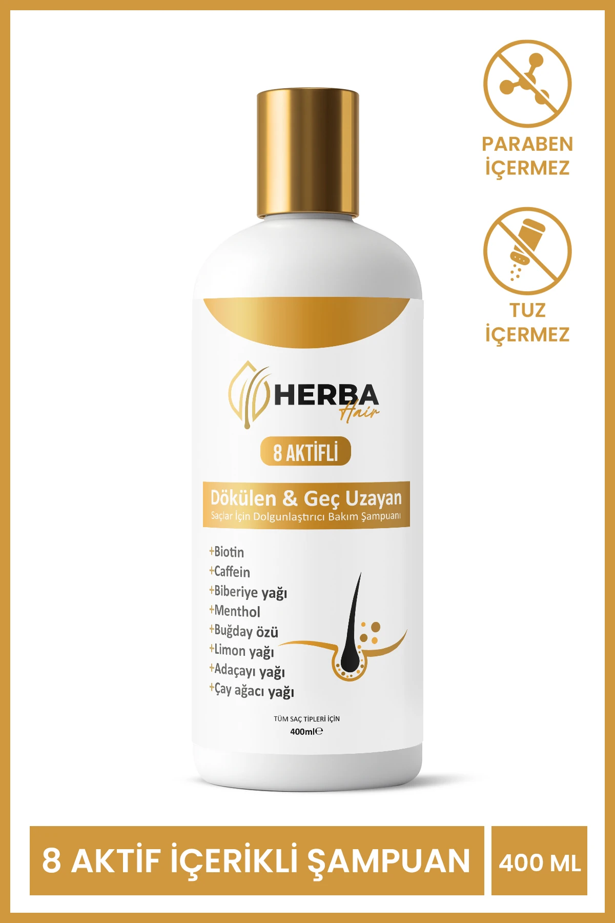 Dökülen , Geç Uzayan Saçlar için Zenginleştirilmiş 8 Aktif İçerikli Şampuan 400 ml