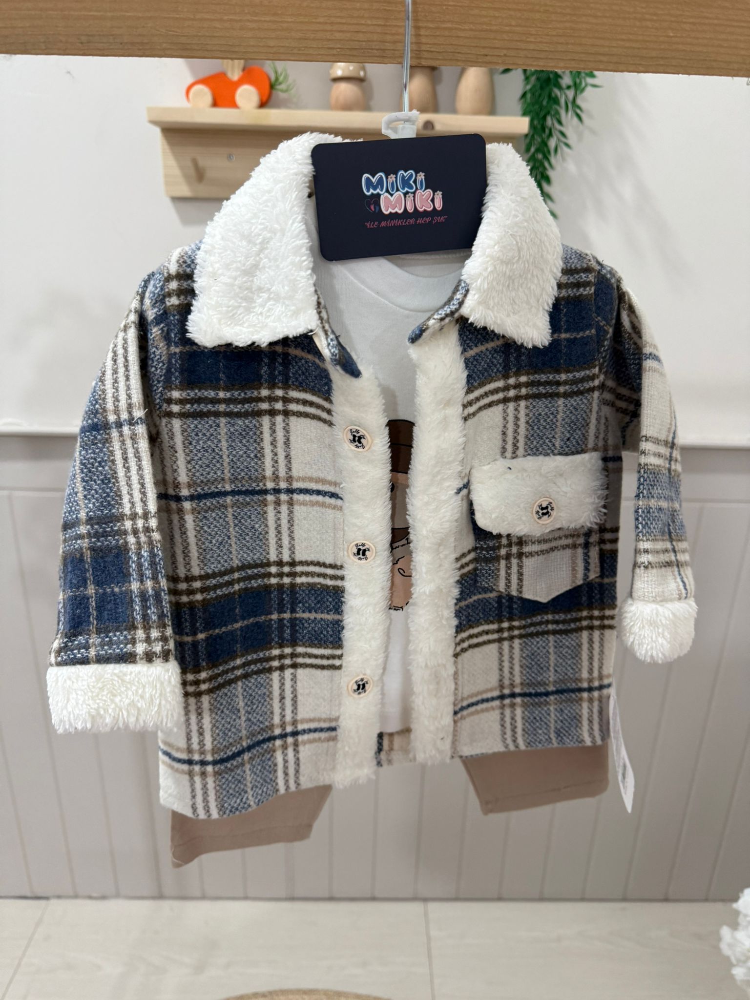 Kürk Yaka Ceketli 3'Lü Takım Model-1