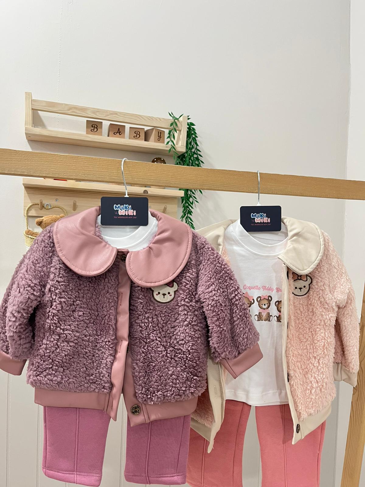 Deri Yaka Welsoft Ceketli %100 Pamuk 3 Lü Takım