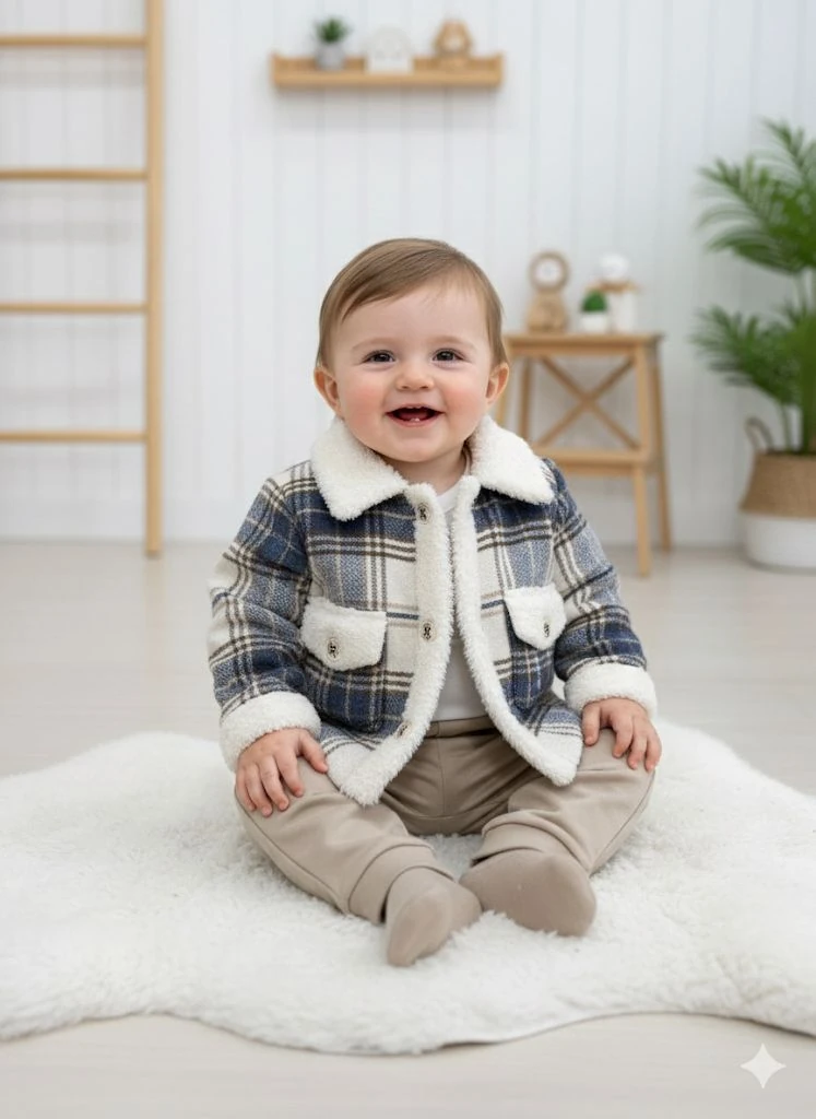 Kürk Yaka Ceketli 3'Lü Takım Model-1