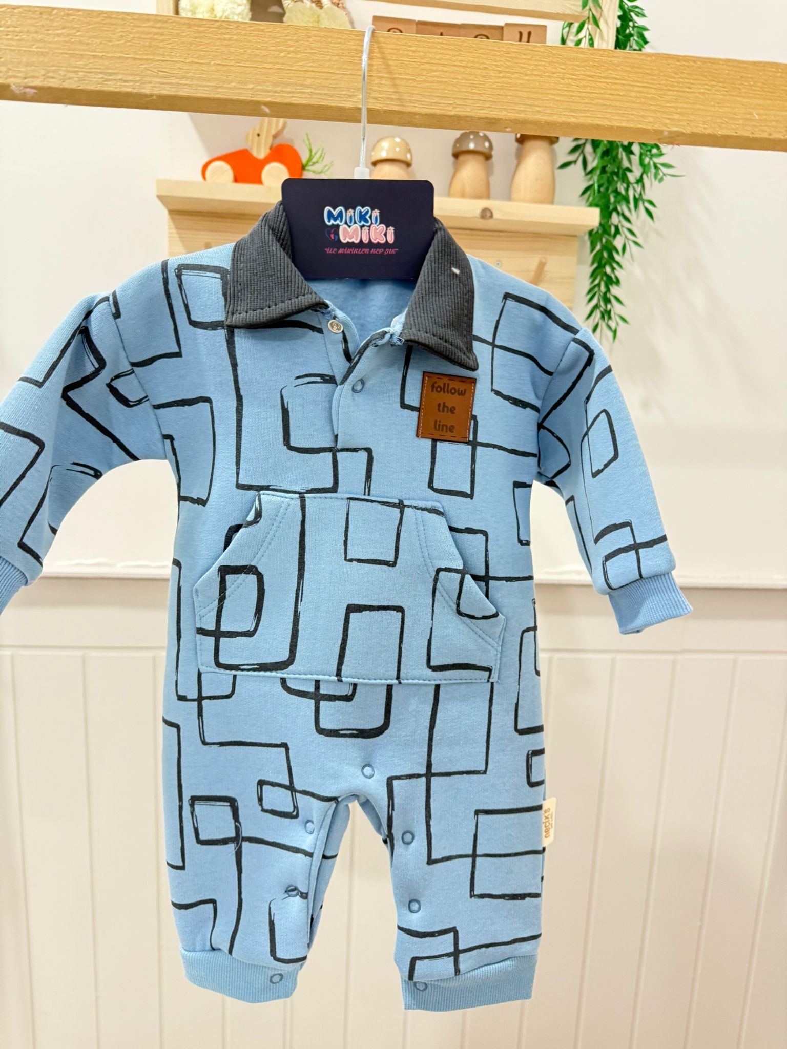 İçi Şardonlu % 100 Pamuk Polo Yaka Tulum 