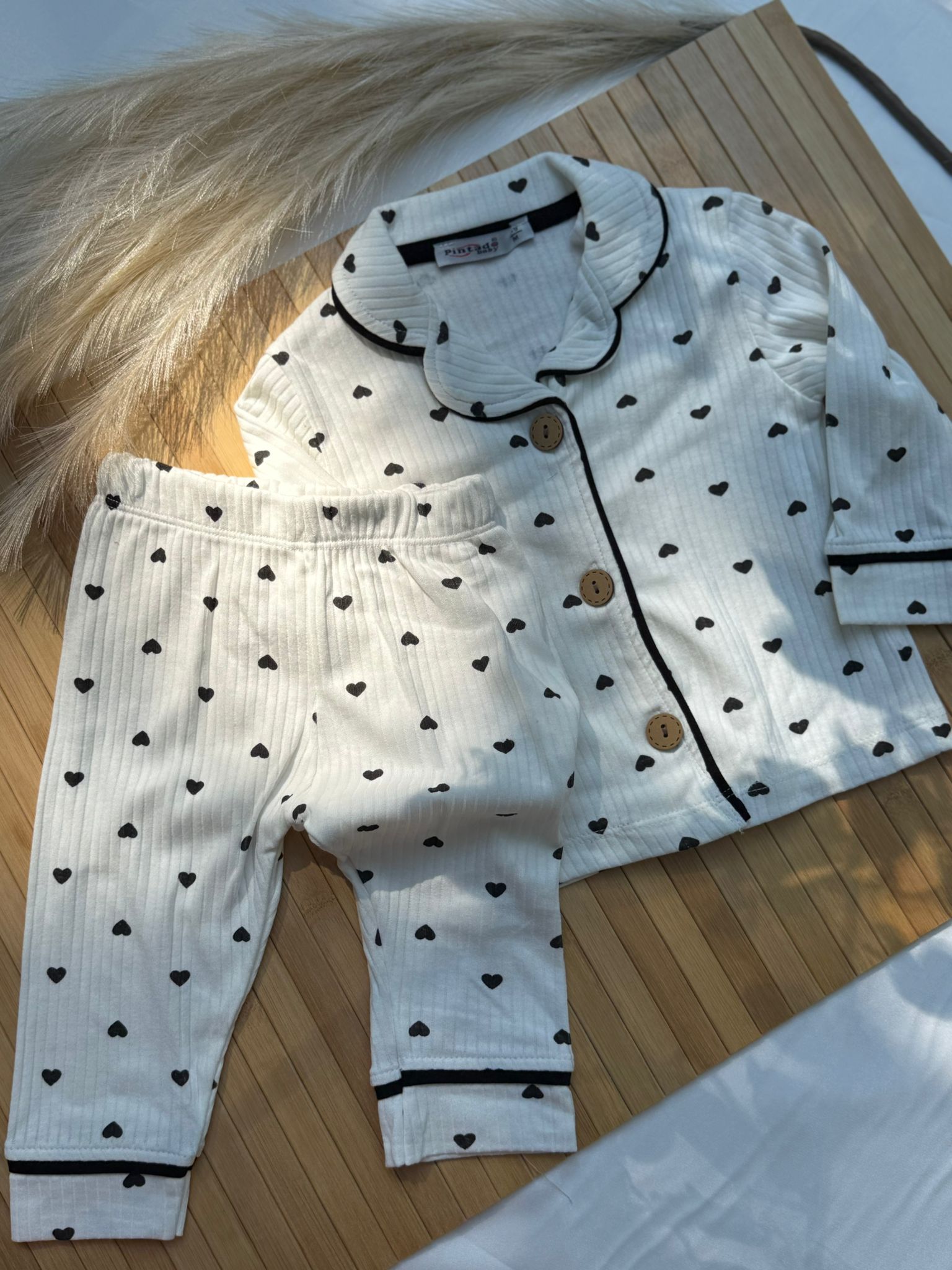 Kalpli Düğmeli %100 Pamuklu Pijama Takımı