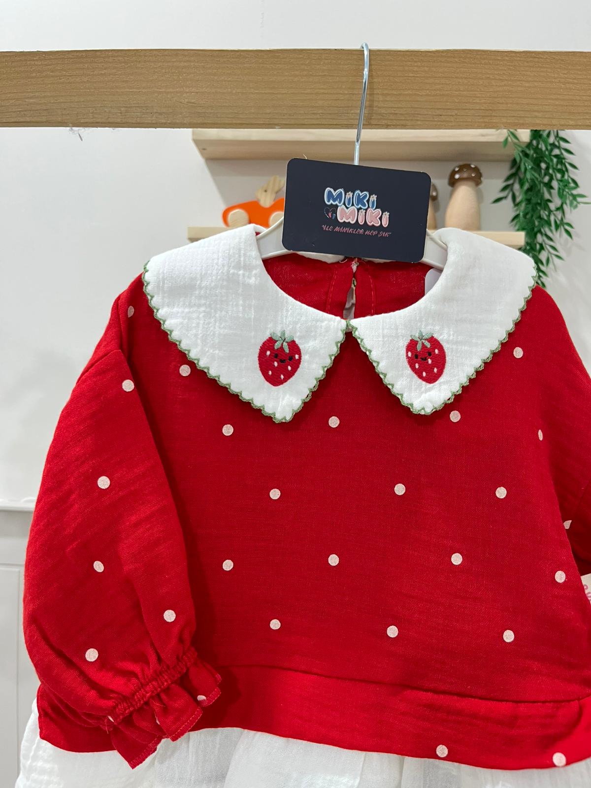 Bebe Yaka Çilekli Jean Takım