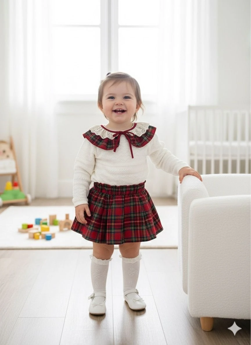 Seyyar Yakalı Ekose Etek Takım 