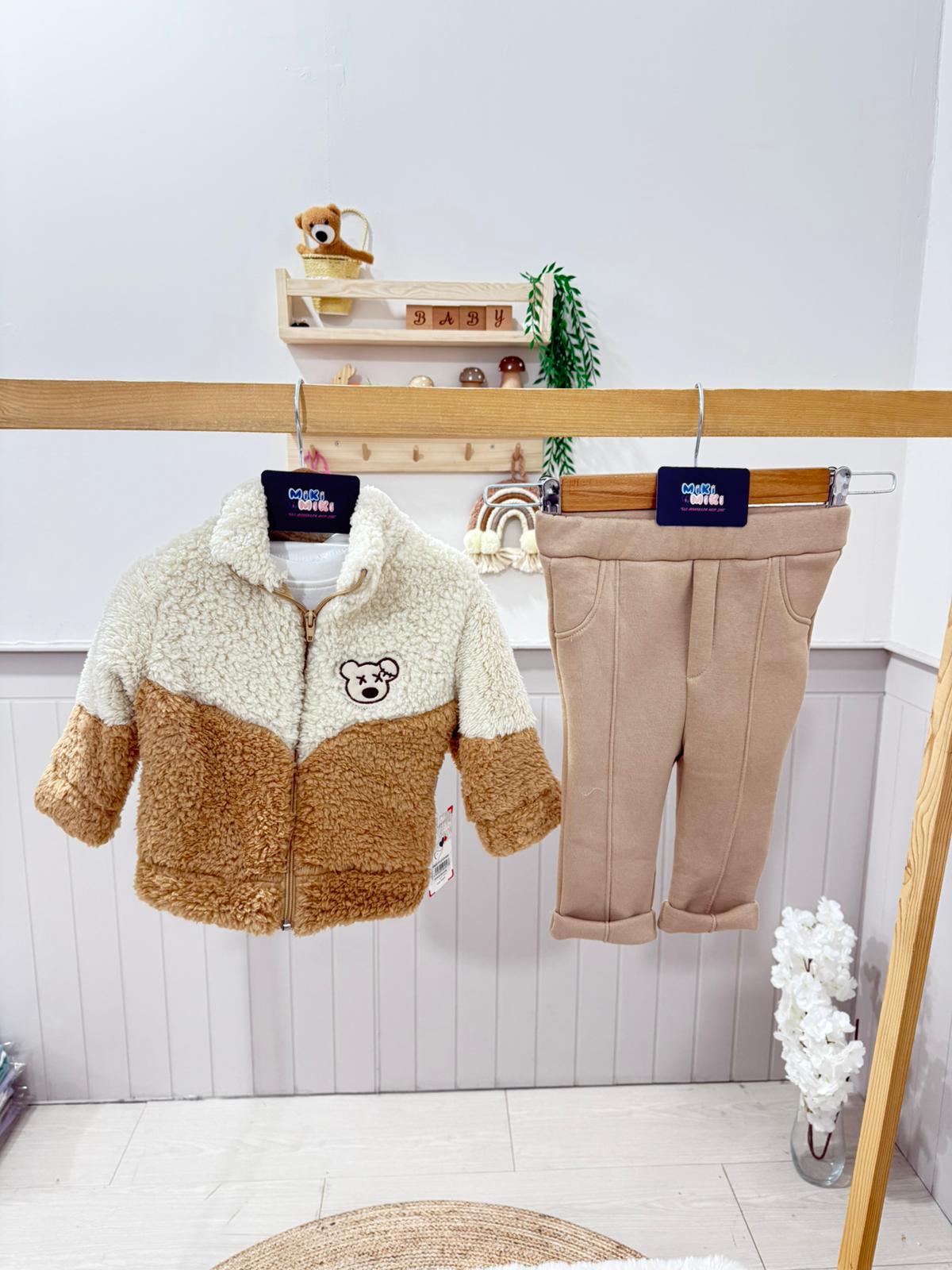 Premium Kalite Kürklü Altı Çift Şardonlu Erkek 3'Lü Takım (Bol Kalıp)