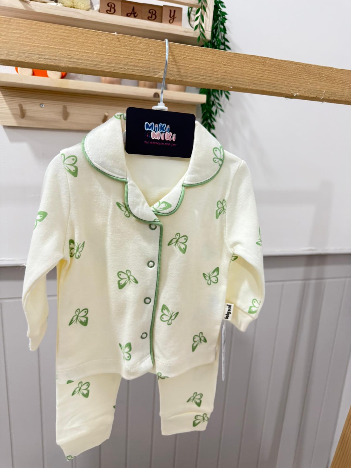 %100 Pamuk Kelebek Desenli Pinterest Pijaması