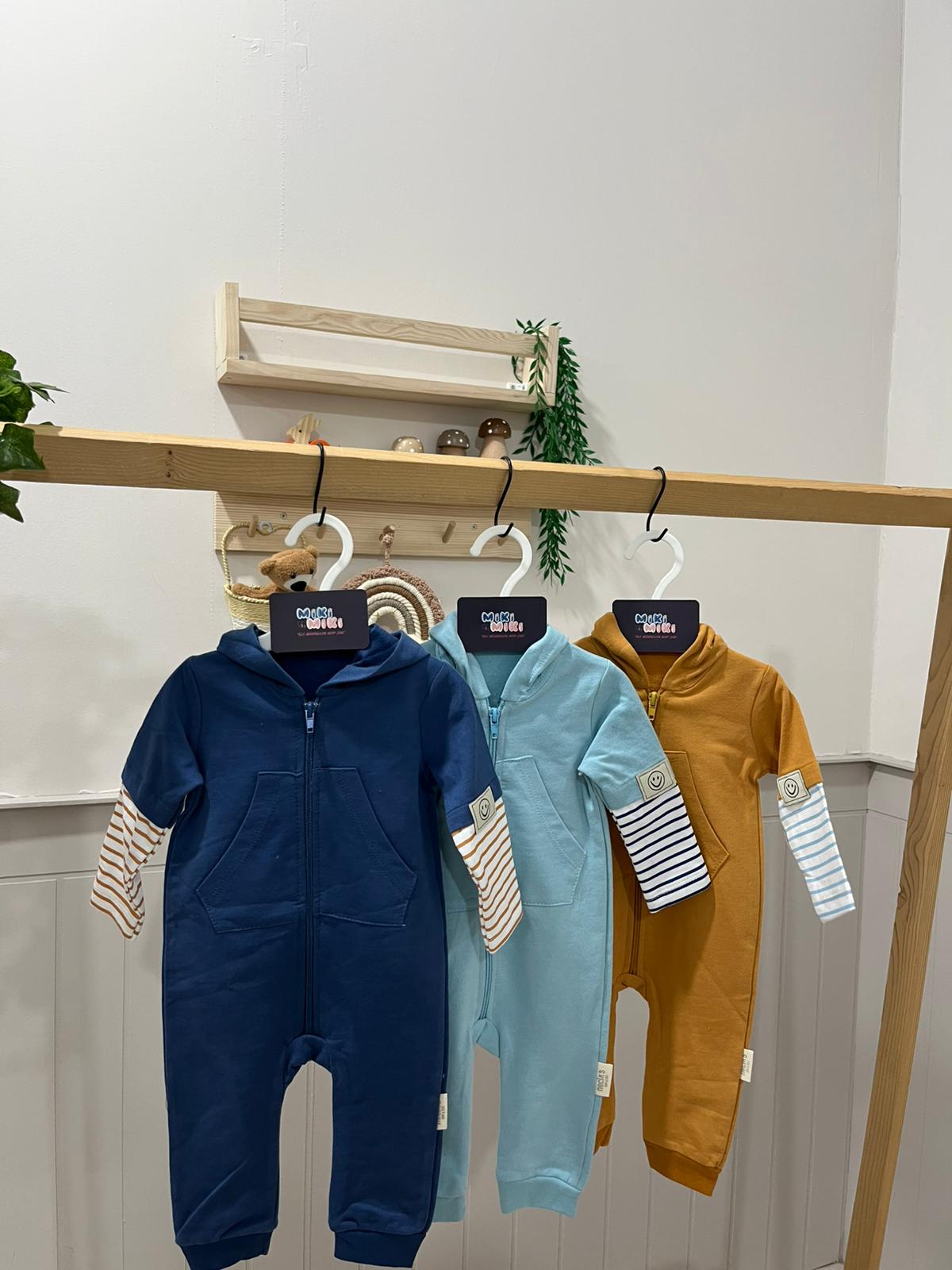 %100 Pamuk Fermuarlı Kapüşonlu Tulum