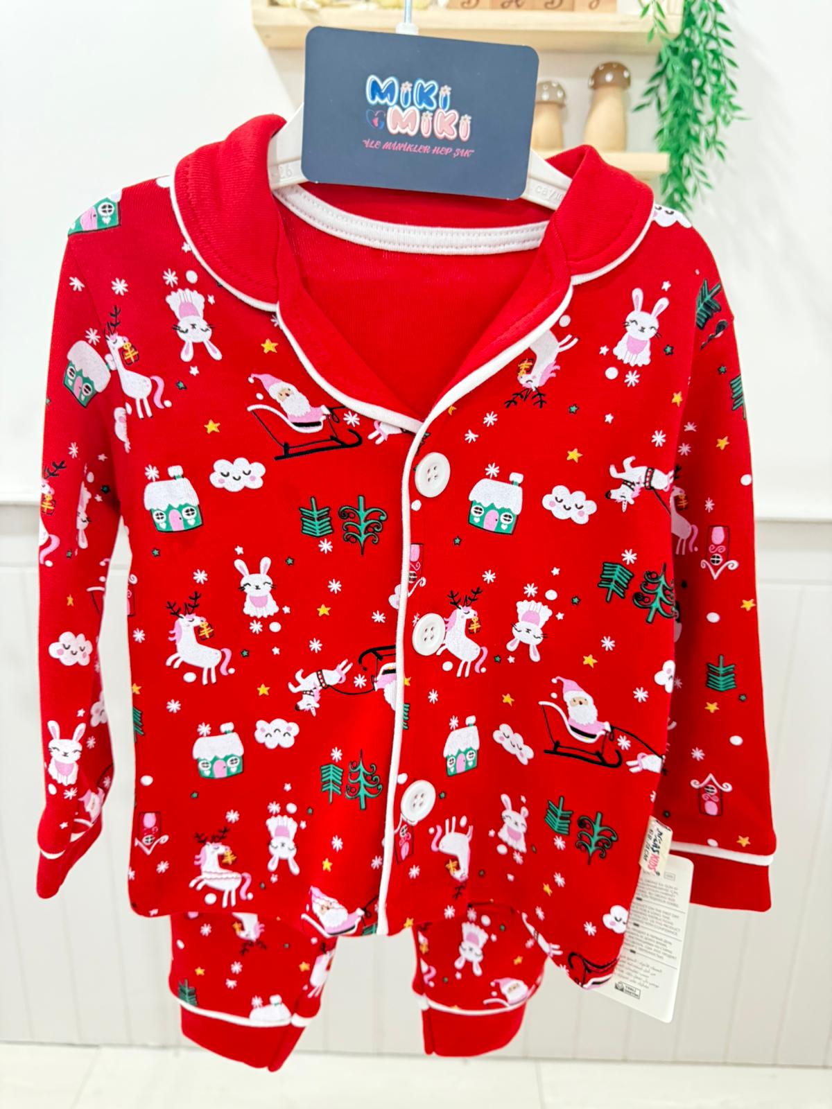 Unisex Yılbaşı Pijaması %100 Pamuk 