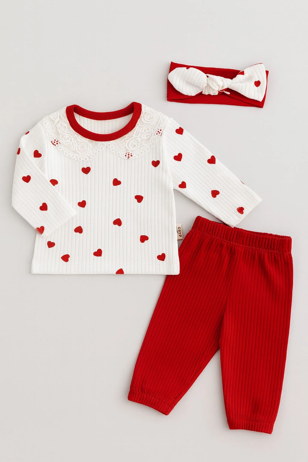 %100 Pamuk Fitilli Dantelli Bebe Yaka Kalpli 3'lü Takım 