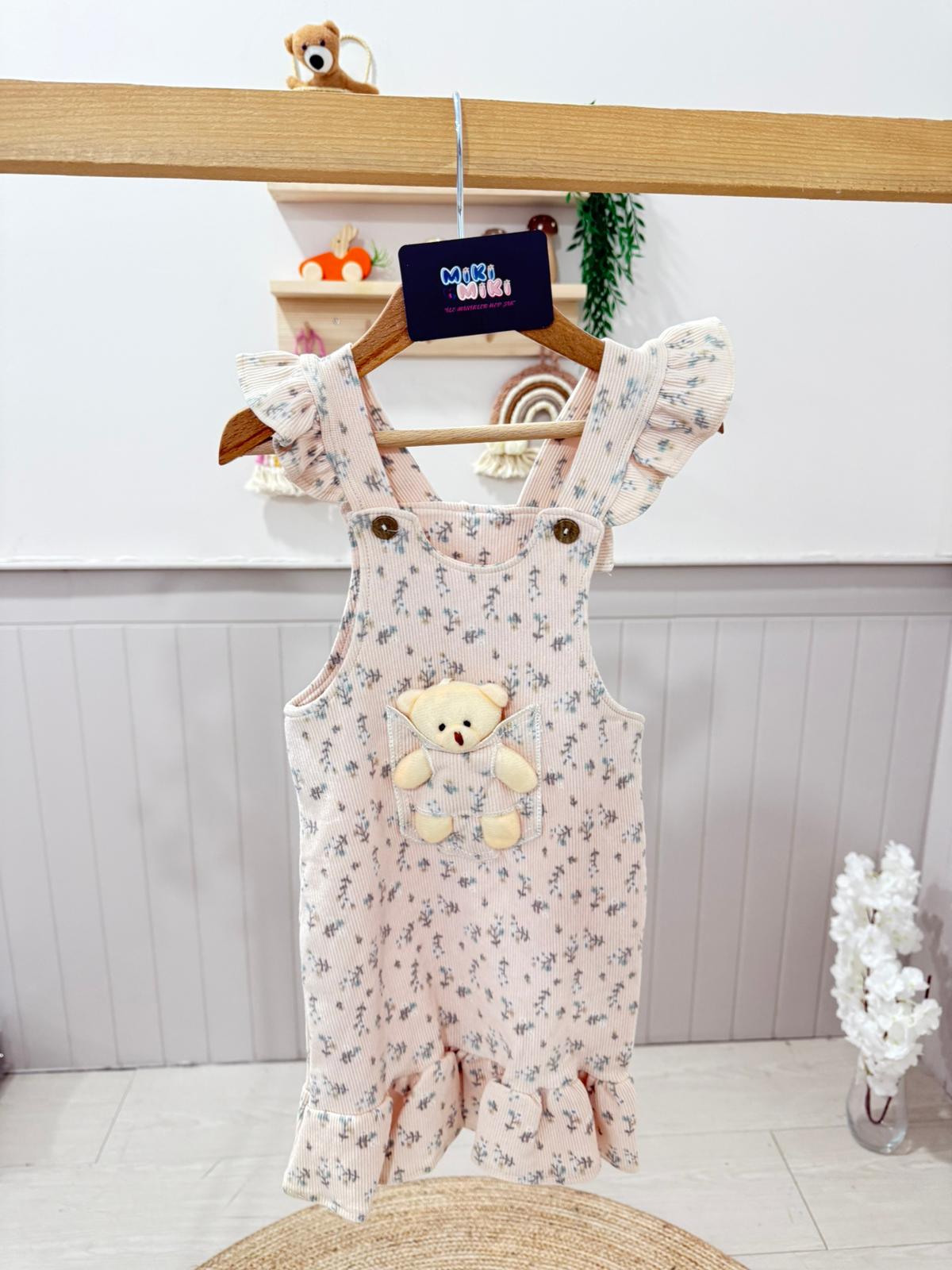 Ayıcıklı Kadife Elbise (Bir beden büyük alınız.)