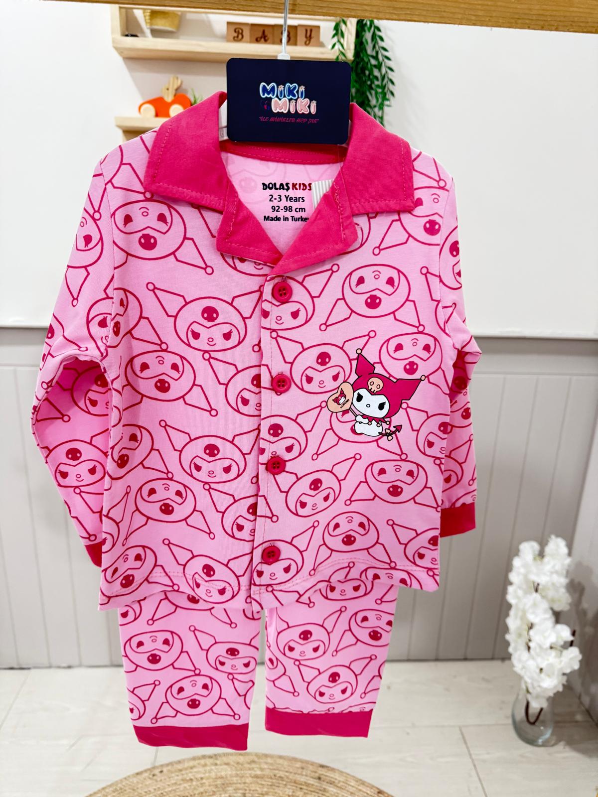 %100 Pamuk Kromi Pijama Takımı - Pembe