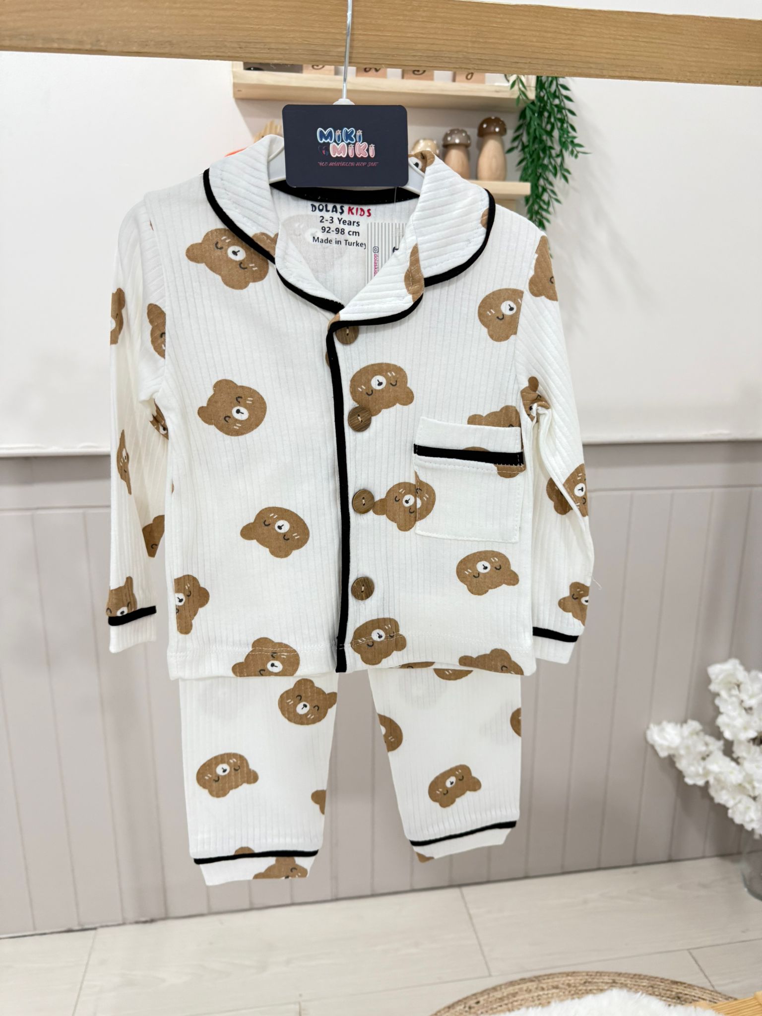 %100 Pamuk Unisex  Ayıcıklı Pijama Takımı