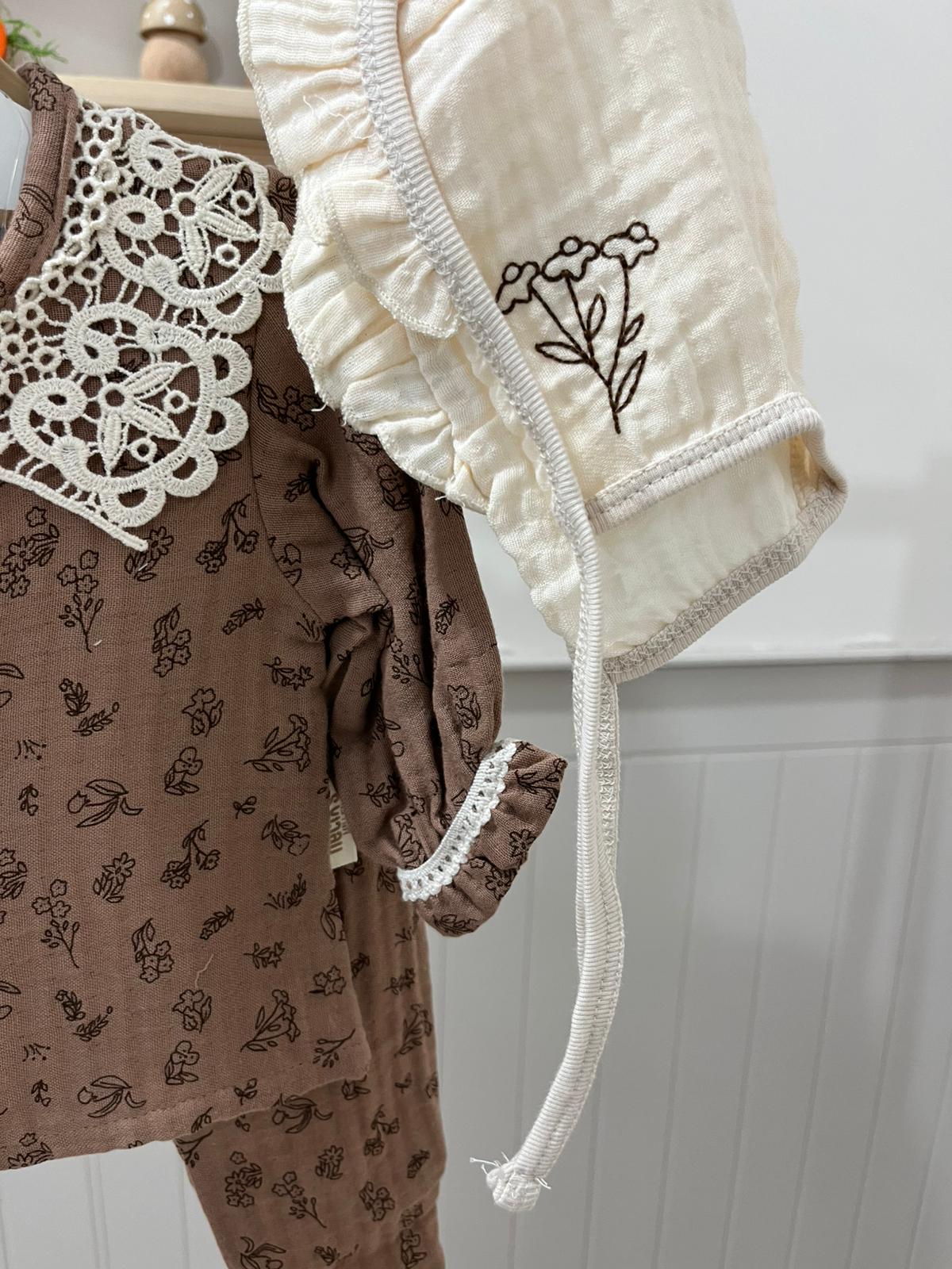 Dantel Bebe Yaka Organik Hastane Çıkış Seti 5'Li