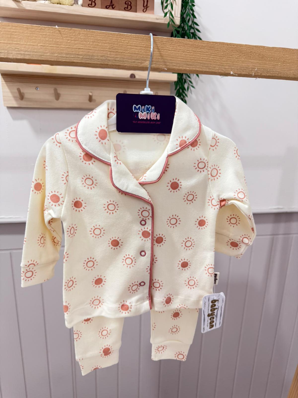 %100 Pamuk Güneş Desenli Unisex Pintrest Pijama Takımı