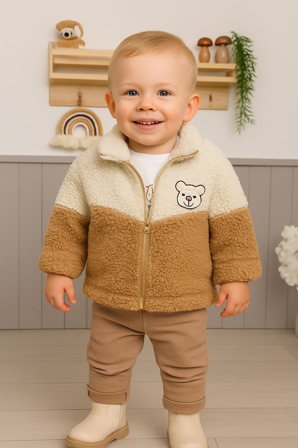 Premium Kalite Kürklü Altı Çift Şardonlu Erkek 3'Lü Takım (Bol Kalıp)