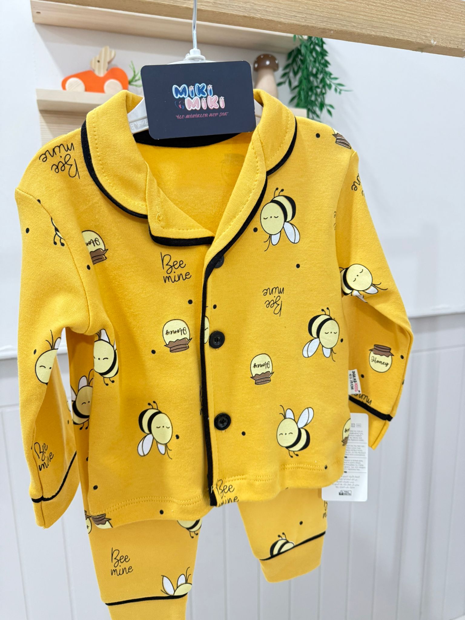 %100 Pamuk Unisex Bal Desenli Pijama