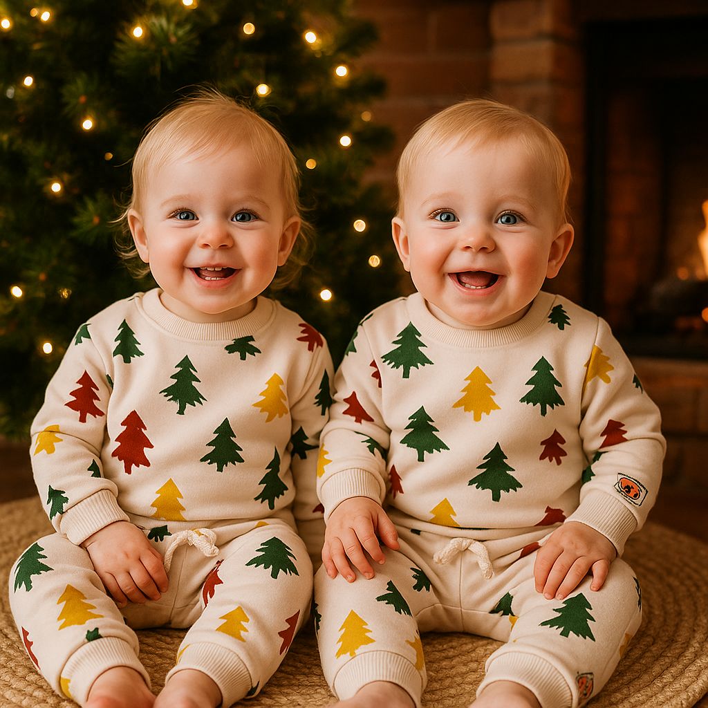 Çam Ağaçlı %100 Pamuk İçi Şardonlu İkili Takım 