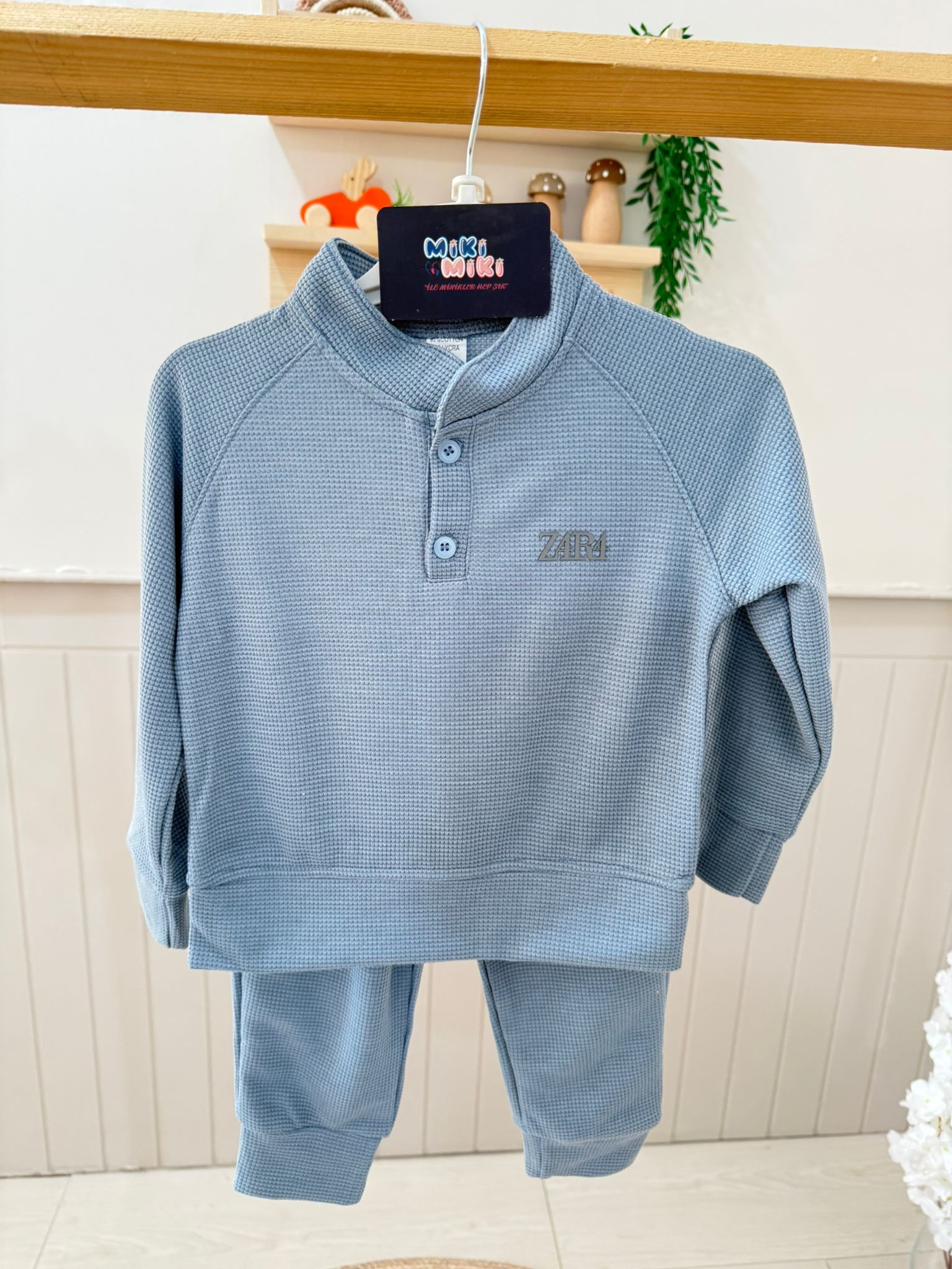 Zara Model Pamuklu Waffle Kumaş İkili Takım