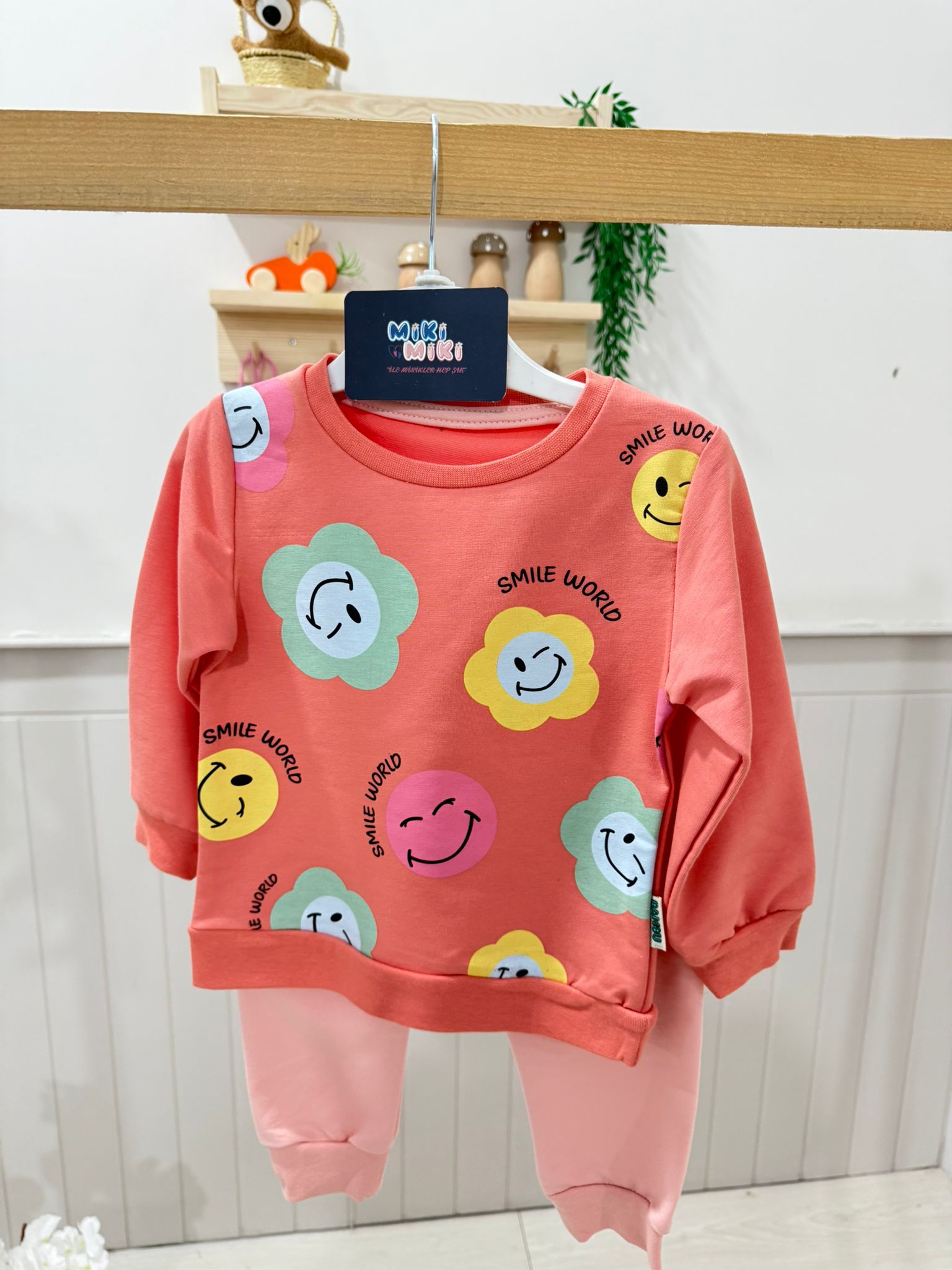 Smile Baskılı İkili Sweat Takım