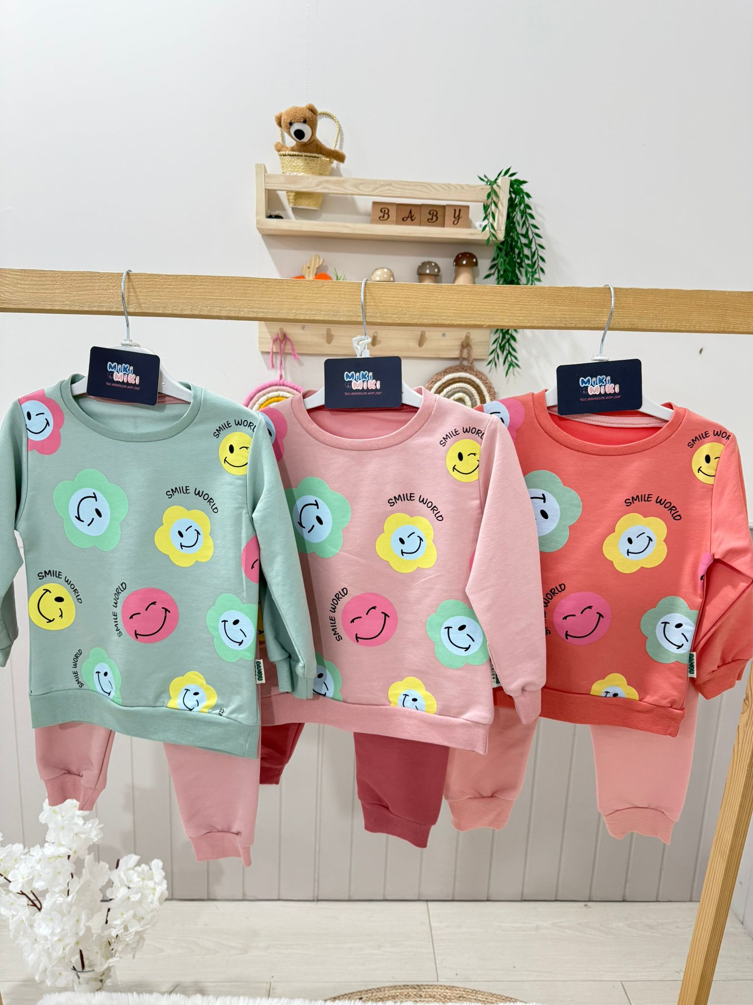 Smile Baskılı İkili Sweat Takım