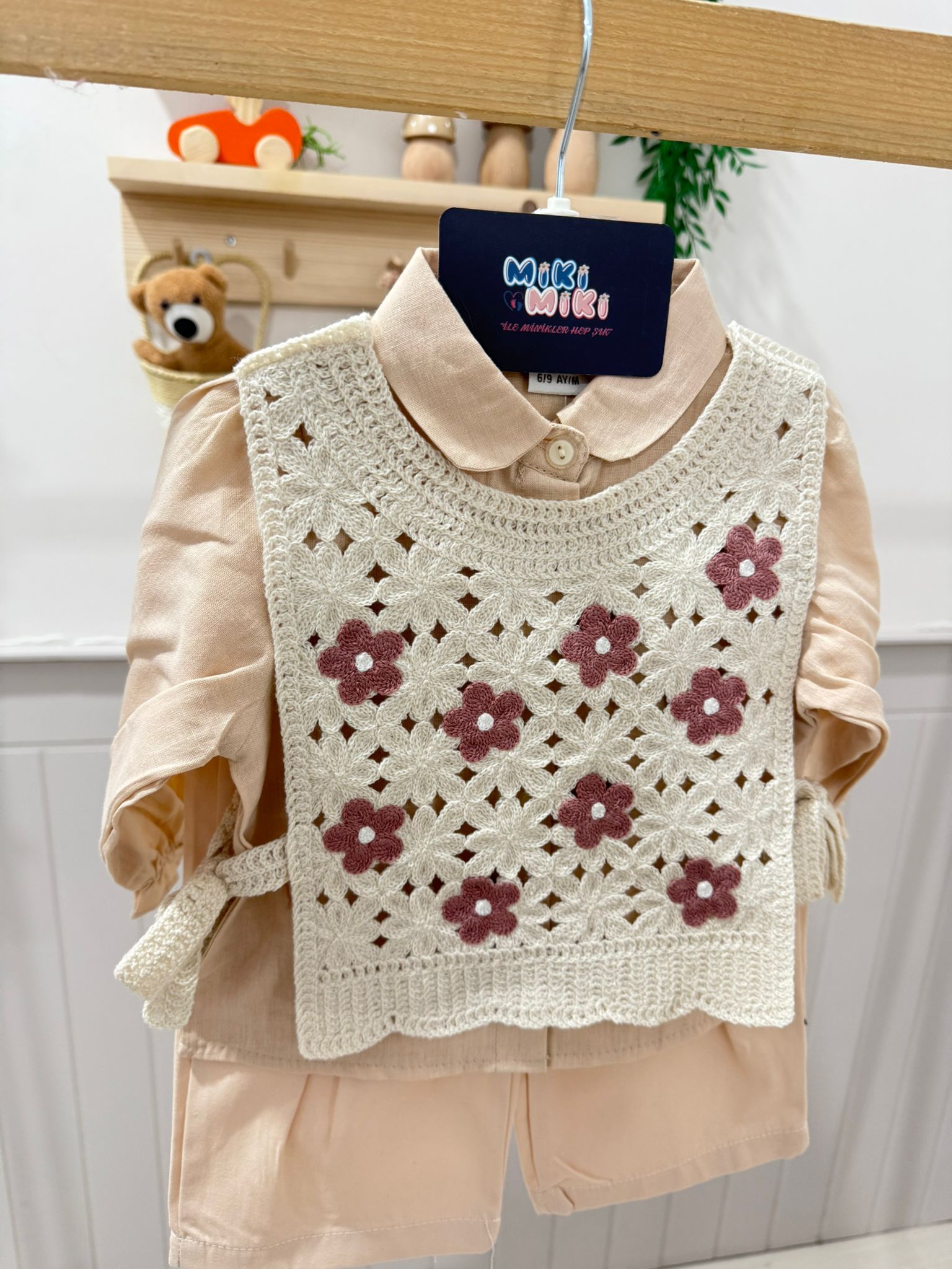 Yandan Bağcıklı Müslin Gömlekli Kız Takım