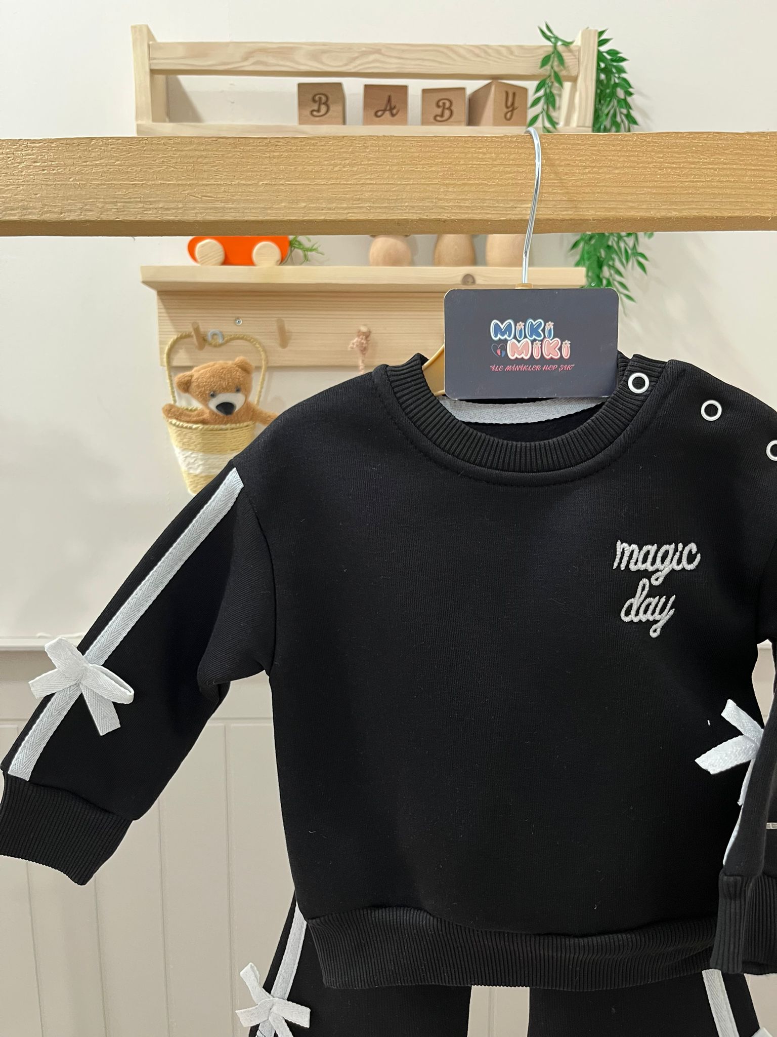 %100 Pamuk İspanyol Paça İçi Şardonlu 3 iplik Kız Takım 