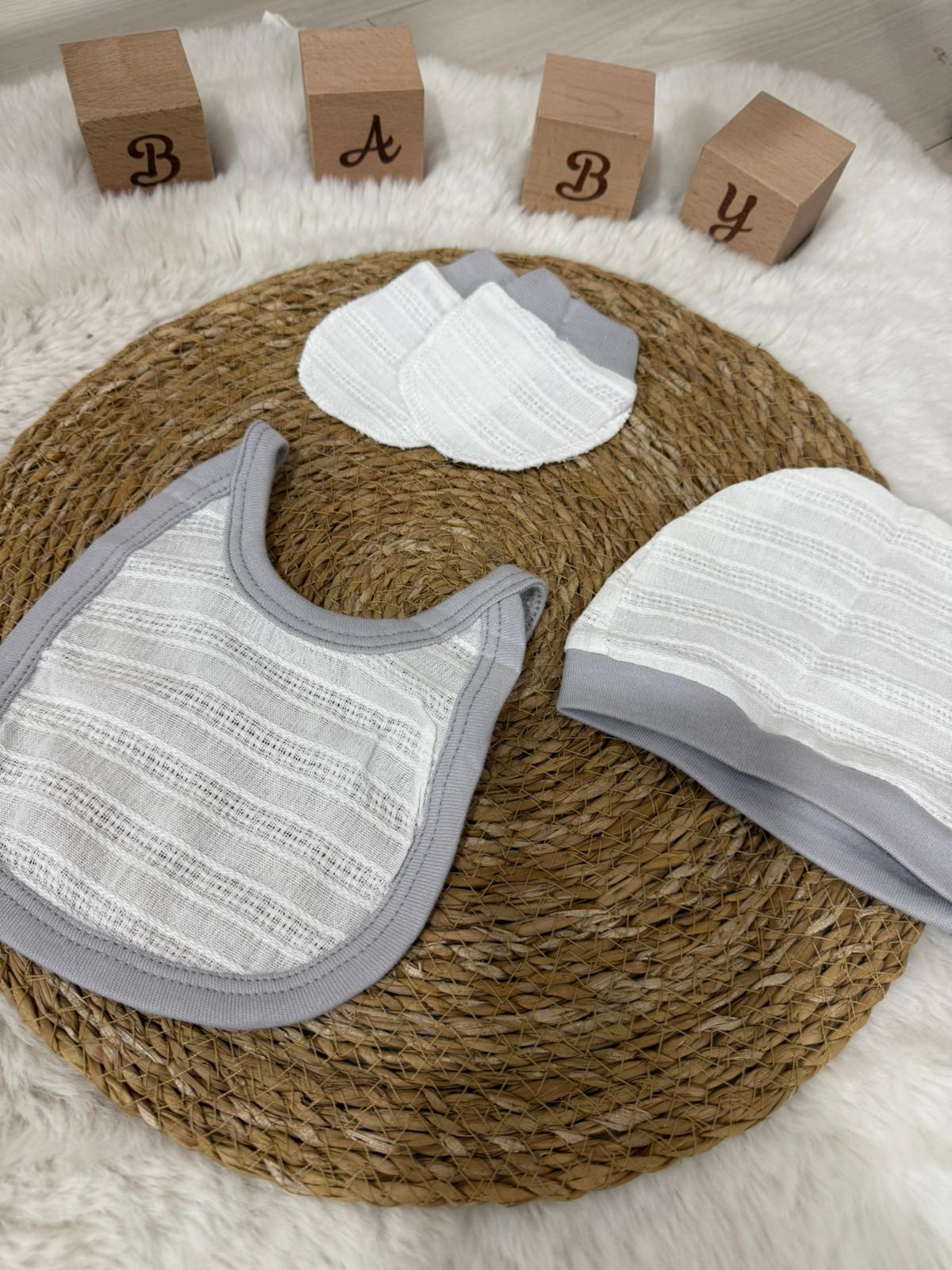 % Pamuk Ayıcık Nakışlı 5 Li Hastane Çıkış Seti