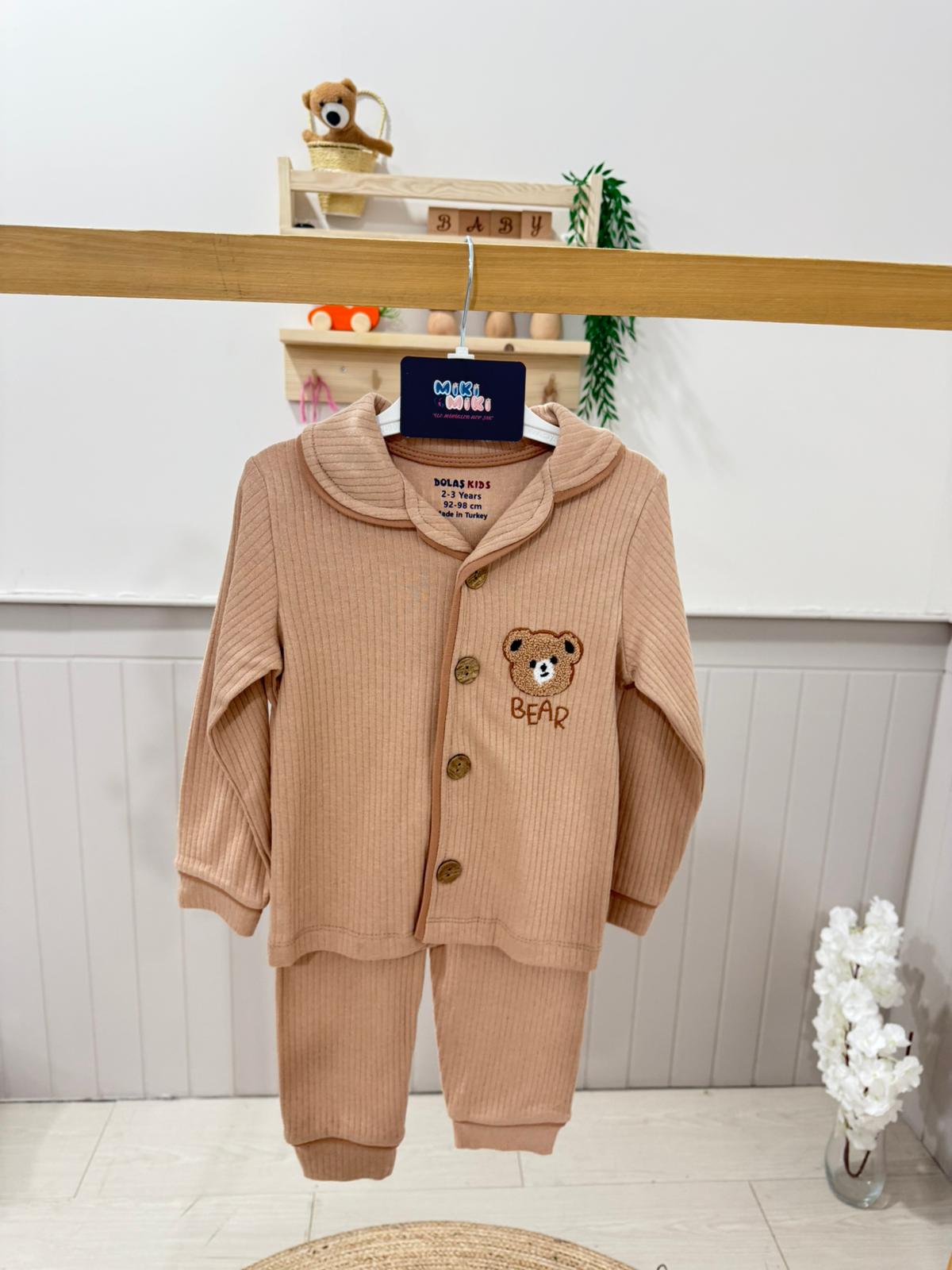 %100 Pamuk Bear Unisex Pijama Takımı
