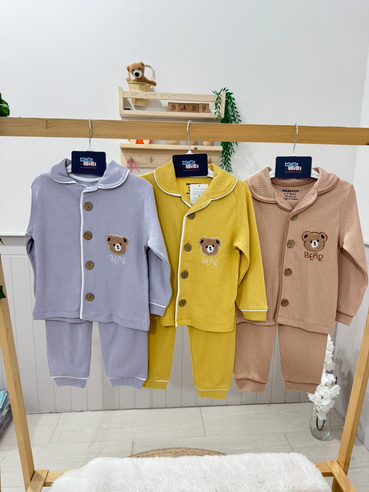 %100 Pamuk Bear Unisex Pijama Takımı