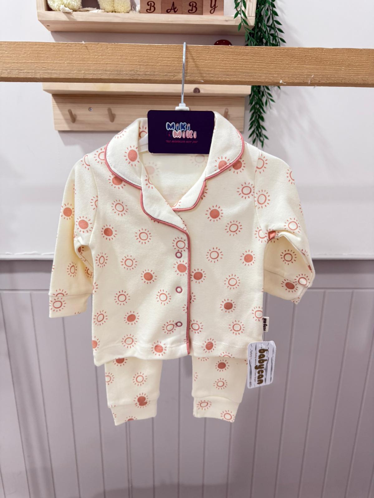 %100 Pamuk Güneş Desenli Unisex Pintrest Pijama Takımı